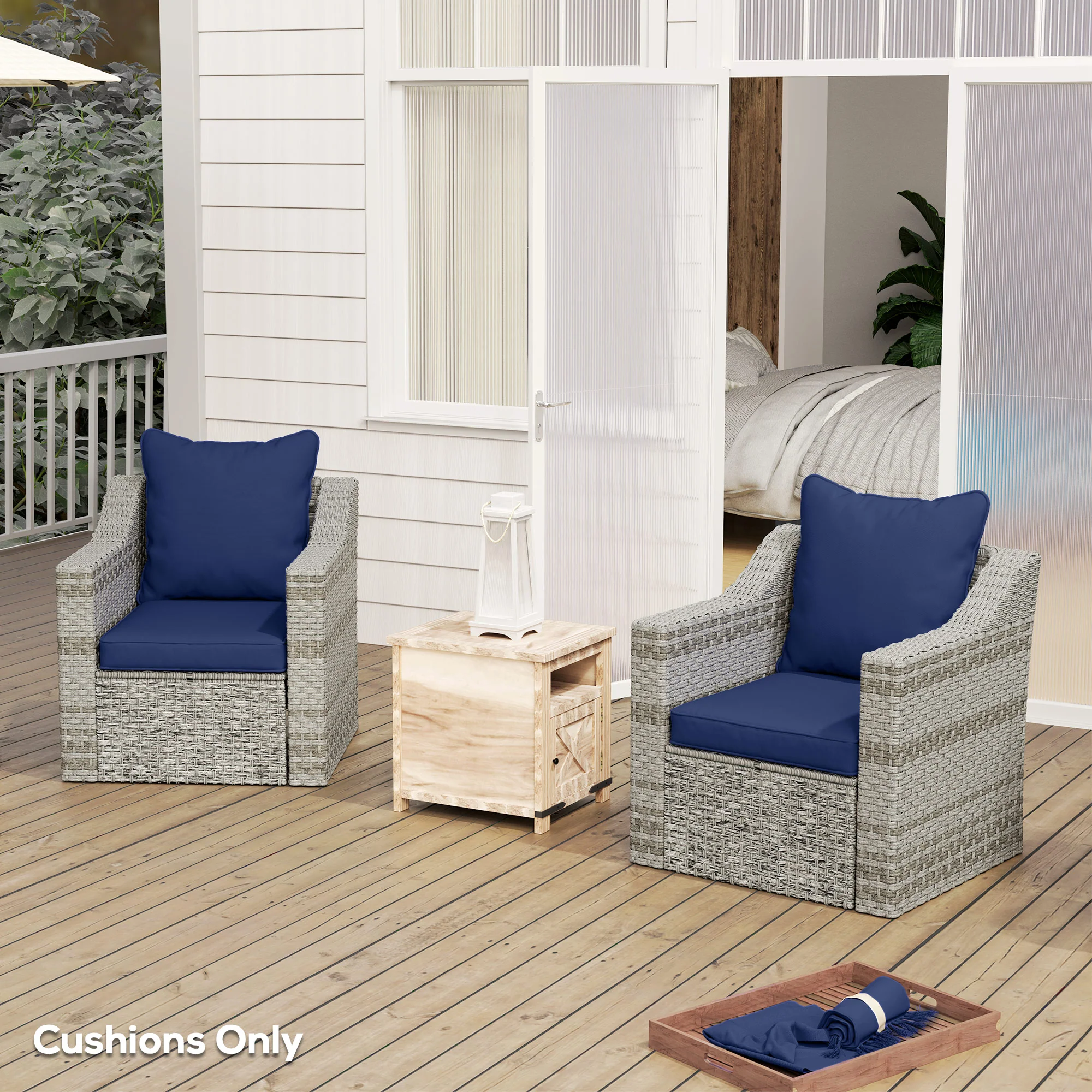 4-Piece Seat Cushion Back Pillows Replacement, Outdoor Patio Chair Cushions Set, Dark Blue - Image 4