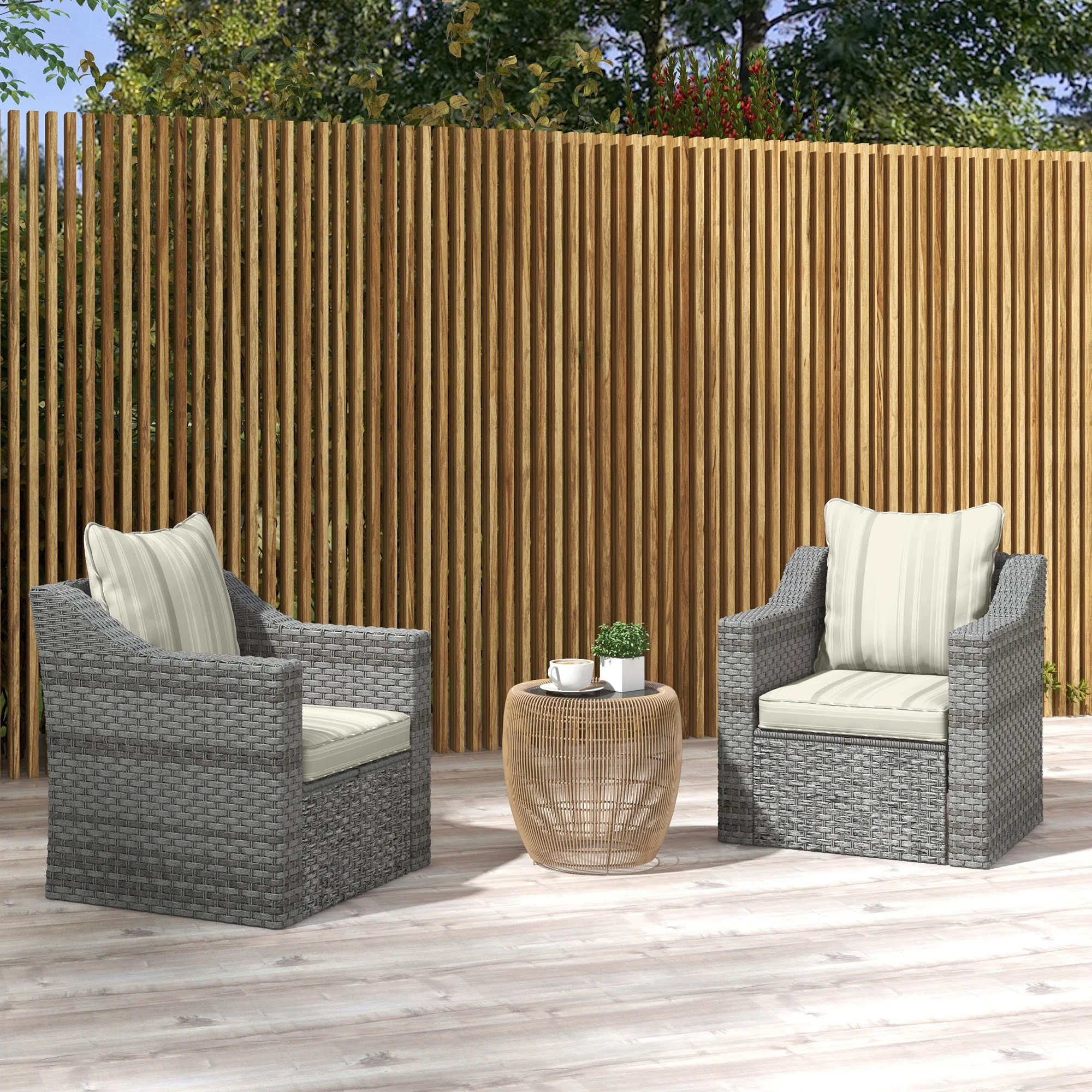 4-Piece Seat Cushion Back Pillows Replacement, Outdoor Patio Chair Cushions Set, Grey - Image 4