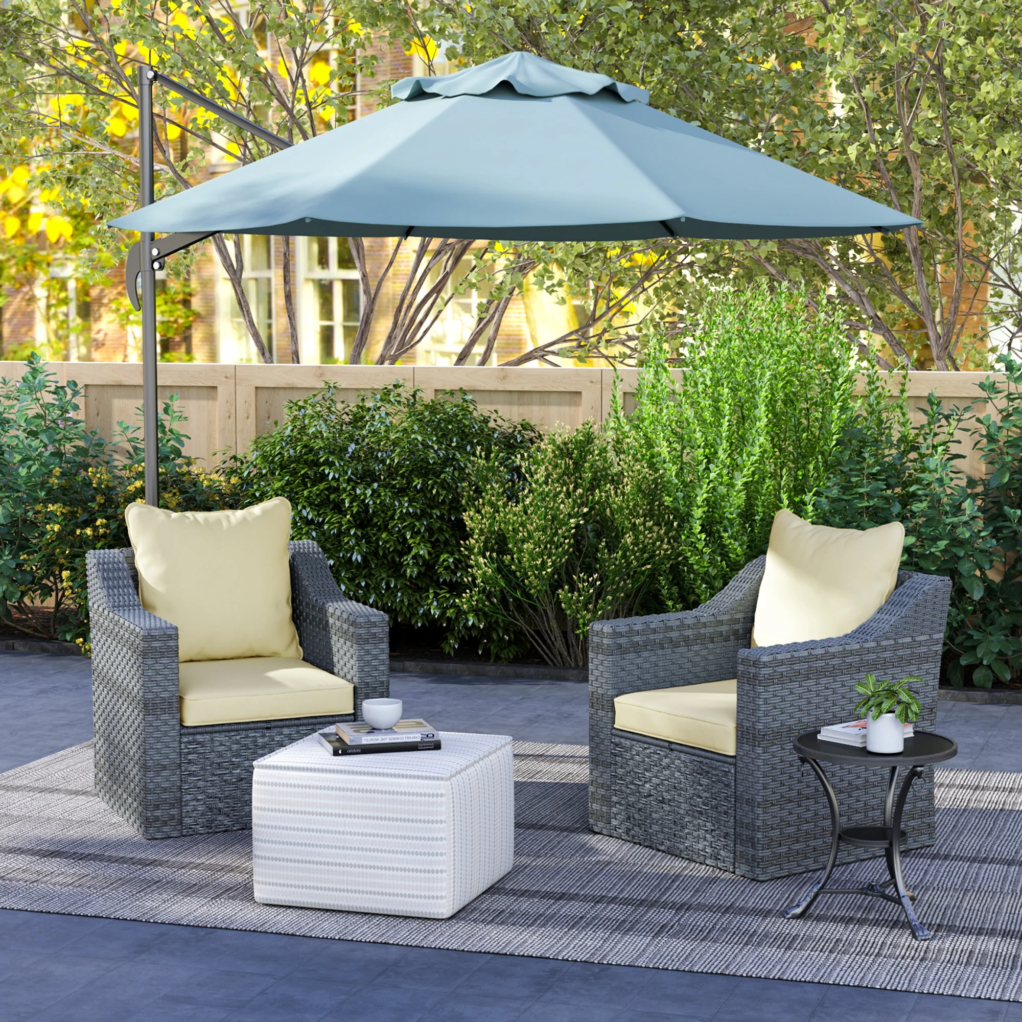 4-Piece Seat Cushion Back Pillows Replacement, Outdoor Patio Chair Cushions Set, Beige - Image 11