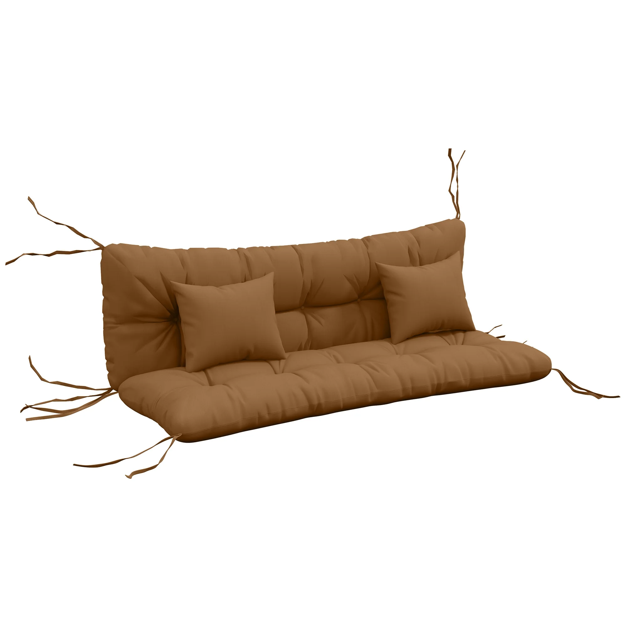 4-Piece Back & Seat Cushion Pillows Replacement, Patio Chair Cushions Set with Ties, Tan