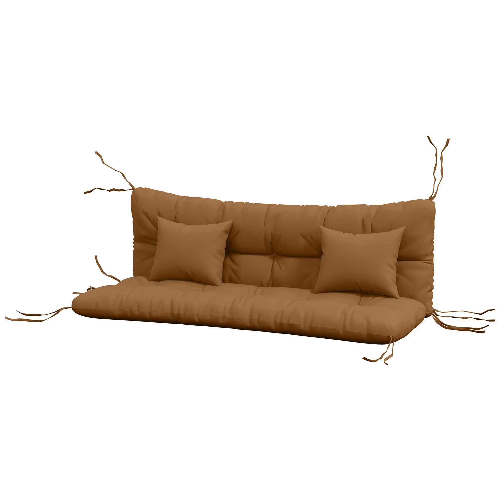4-Piece Back & Seat Cushion Pillows Replacement, Patio Chair Cushions Set with Ties, Tan - Image 2