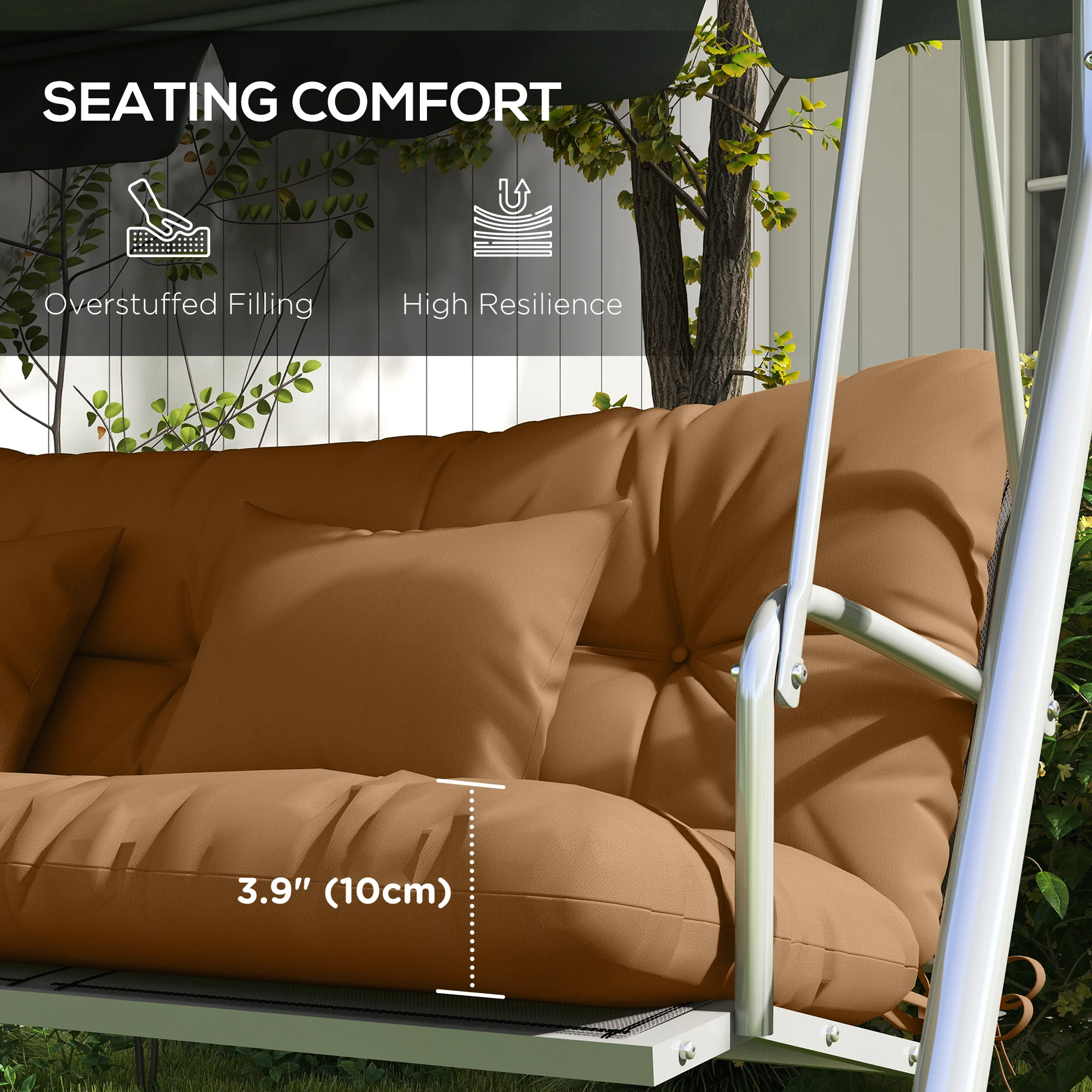 4-Piece Back & Seat Cushion Pillows Replacement, Patio Chair Cushions Set with Ties, Tan - Image 8