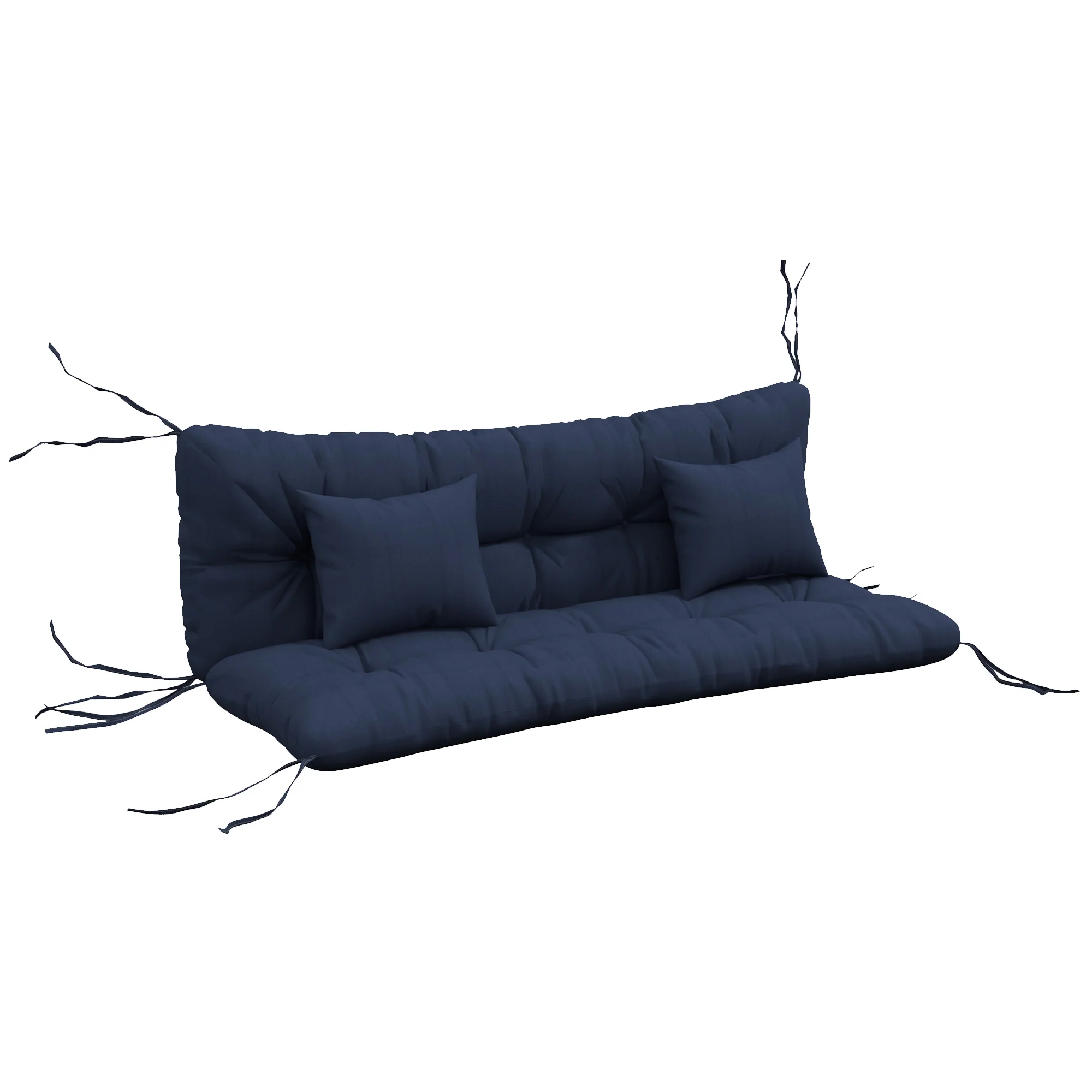 4-Piece Back & Seat Cushion Pillows Replacement, Patio Chair Cushions Set with Ties, Navy Blue
