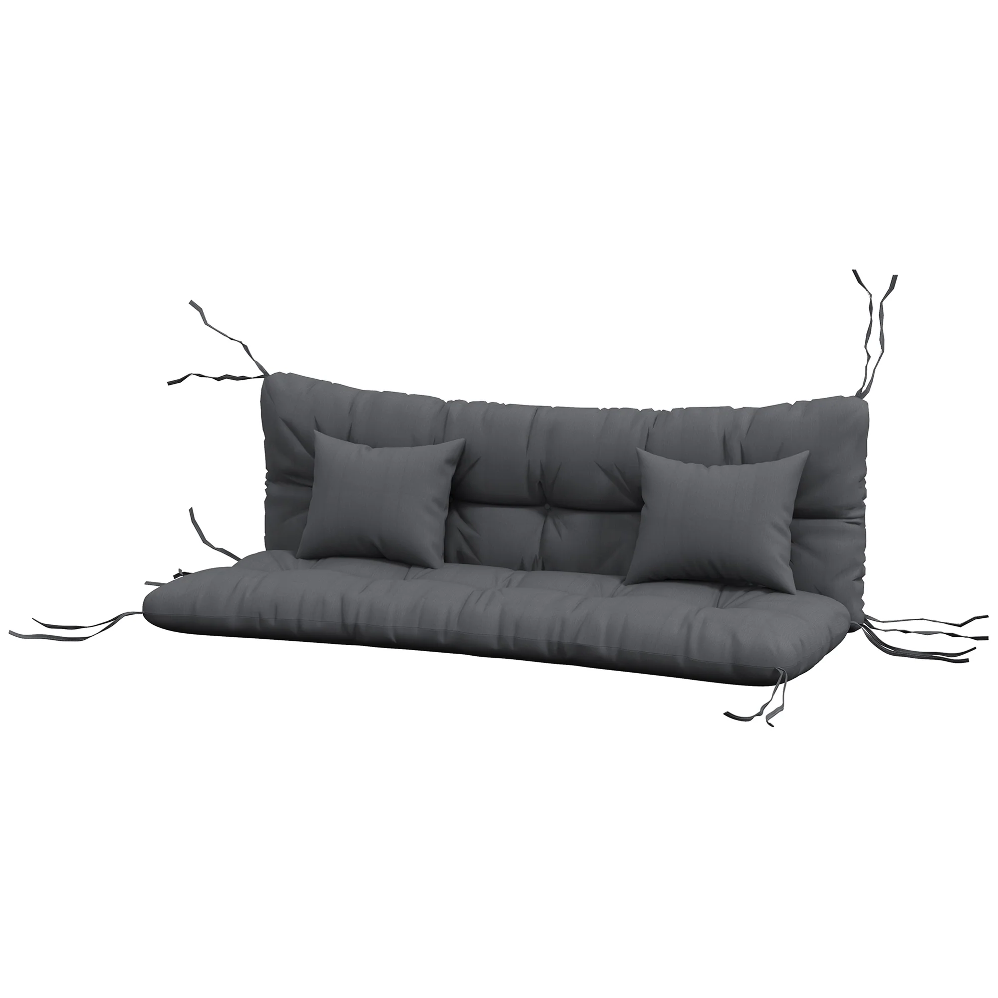 4-Piece Back & Seat Cushion Pillows Replacement, Patio Chair Cushions Set with Ties, Grey - Image 2