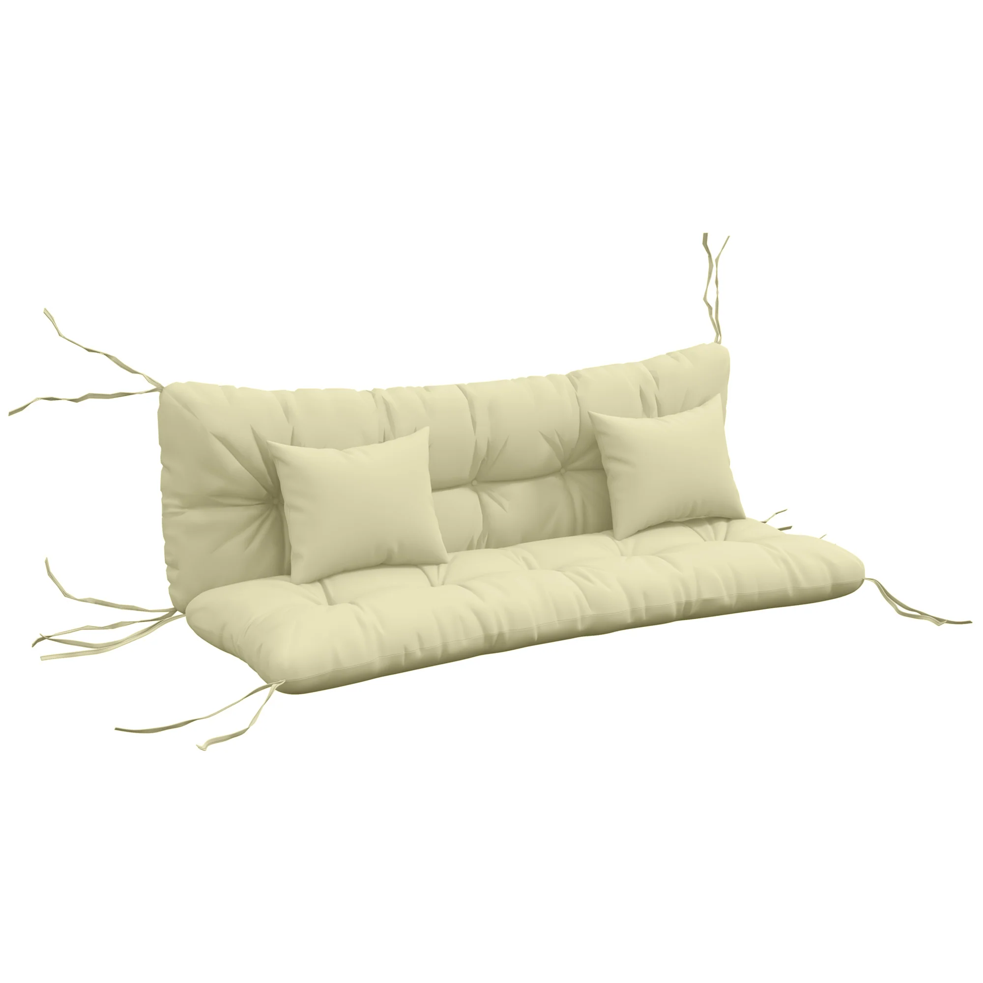 4-Piece Back & Seat Cushion Pillows Replacement, Patio Chair Cushions Set with Ties, Cream White