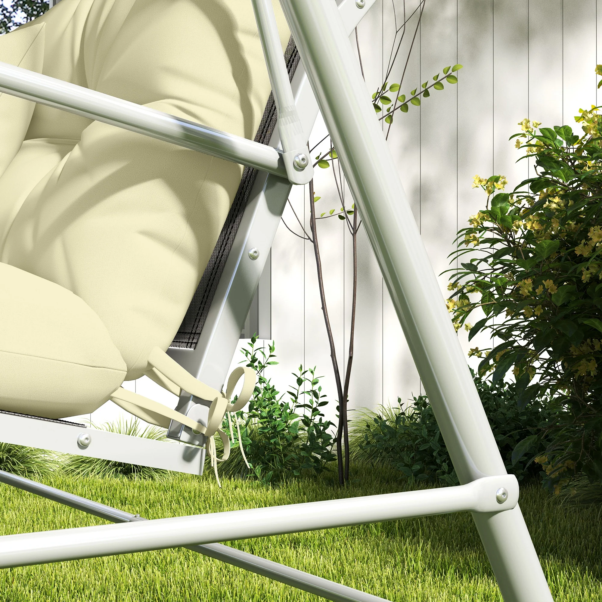 4-Piece Back & Seat Cushion Pillows Replacement, Patio Chair Cushions Set with Ties, Cream White - Image 11