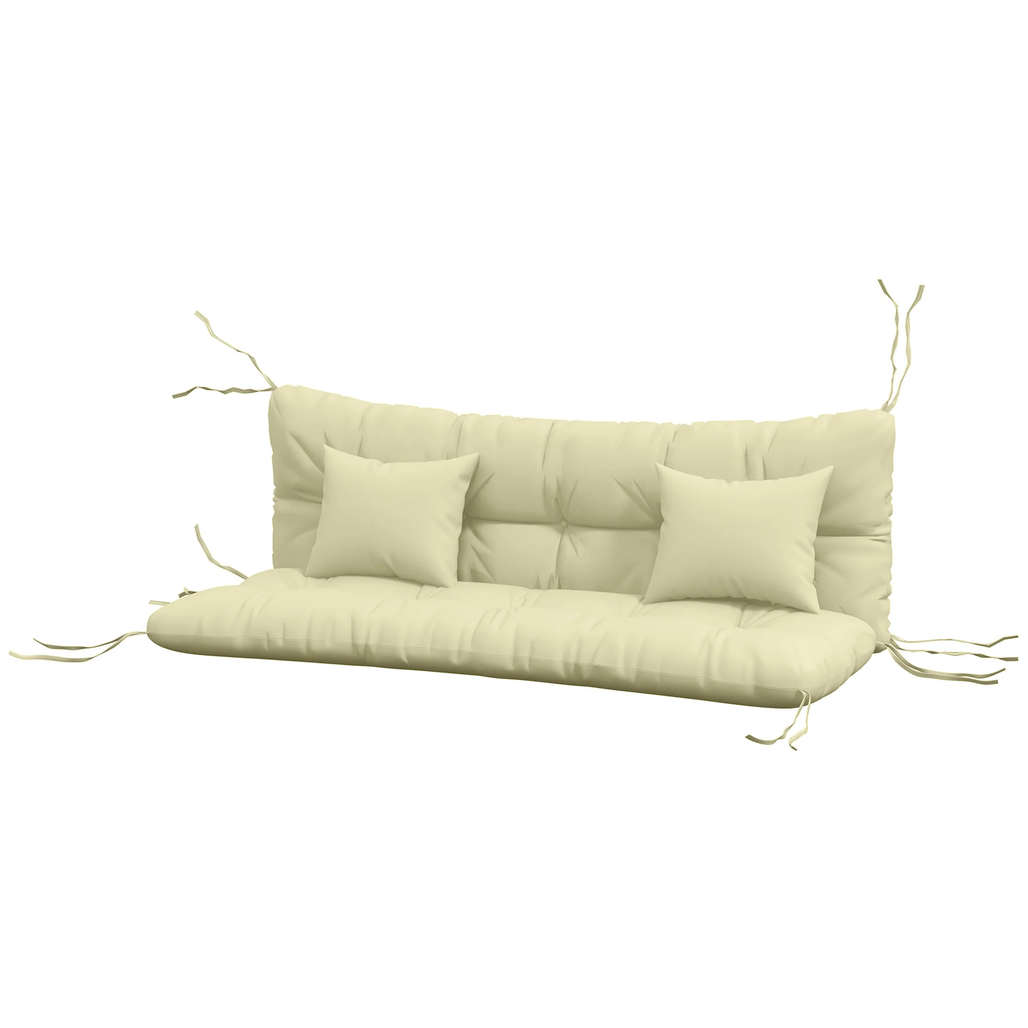 4-Piece Back & Seat Cushion Pillows Replacement, Patio Chair Cushions Set with Ties, Cream White - Image 2