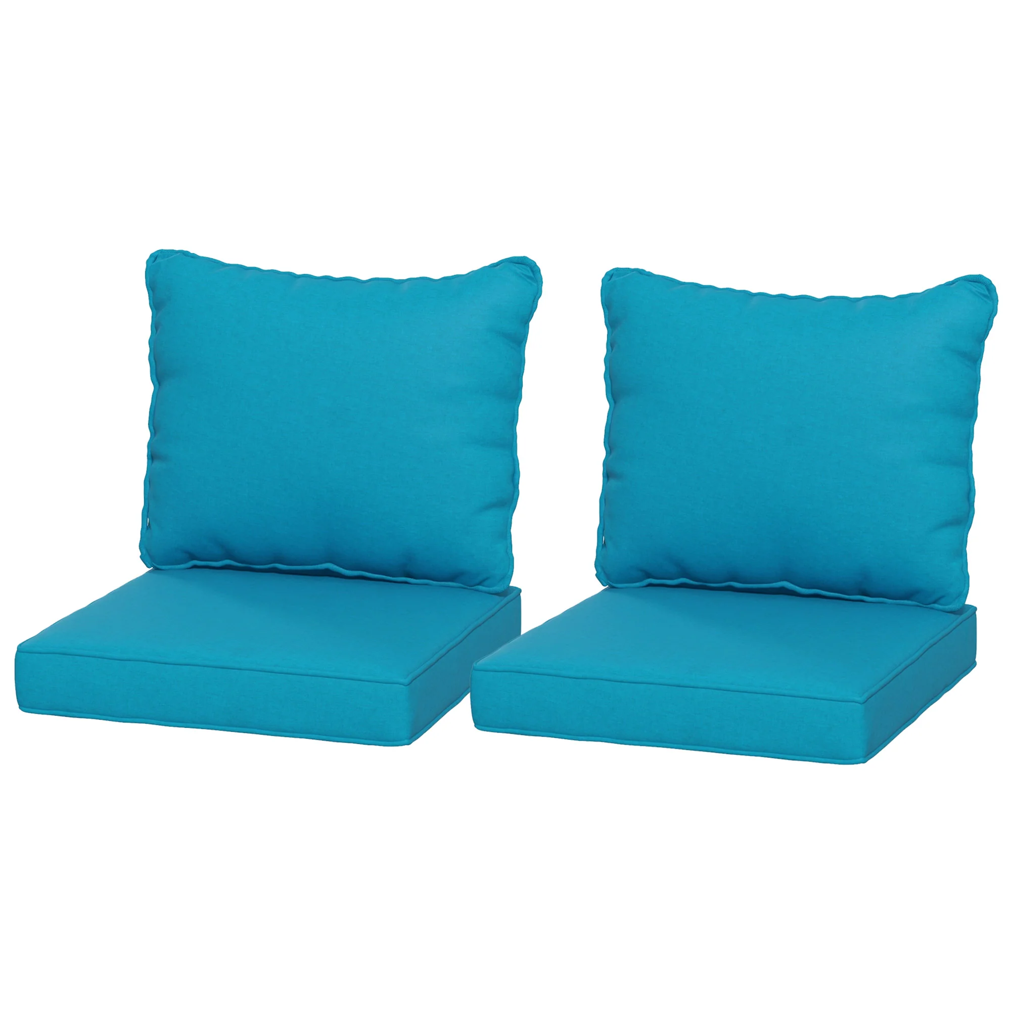 4-Piece Seat Cushion Pillows Replacement, Patio Chair Cushions Set with Back, Turquoise - Image 2