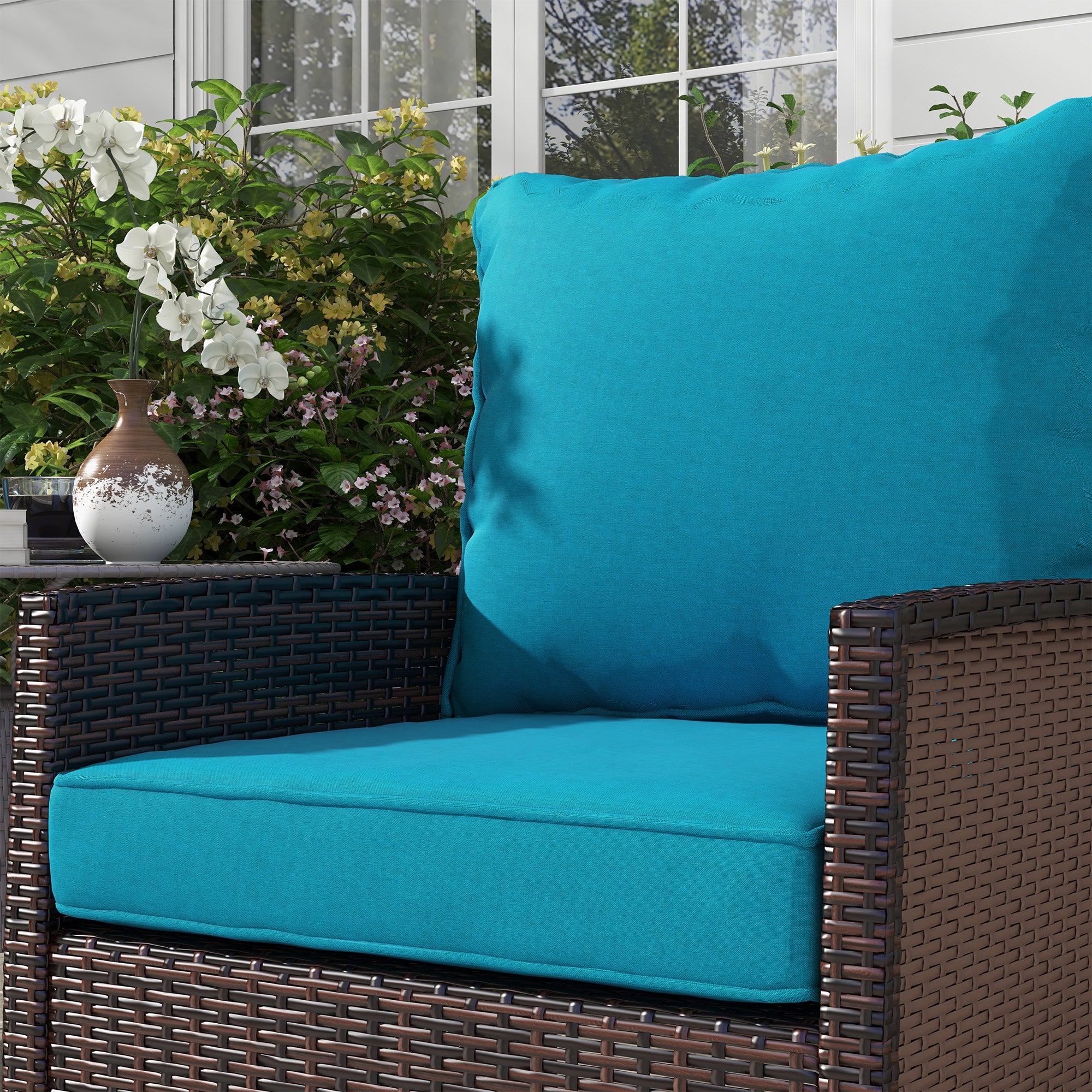 4-Piece Seat Cushion Pillows Replacement, Patio Chair Cushions Set with Back, Turquoise - Image 8