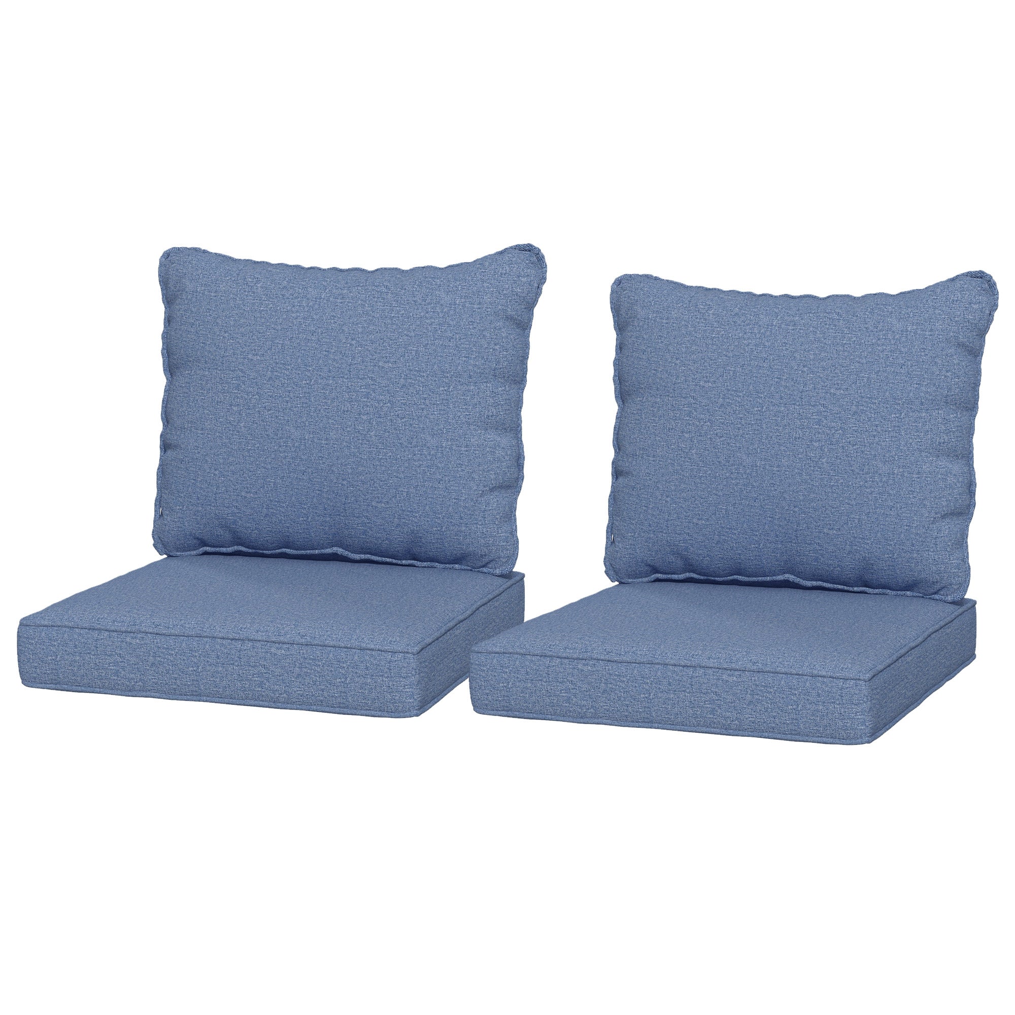 4-Piece Seat Cushion Pillows Replacement, Patio Chair Cushions Set with Back, Blue - Image 2