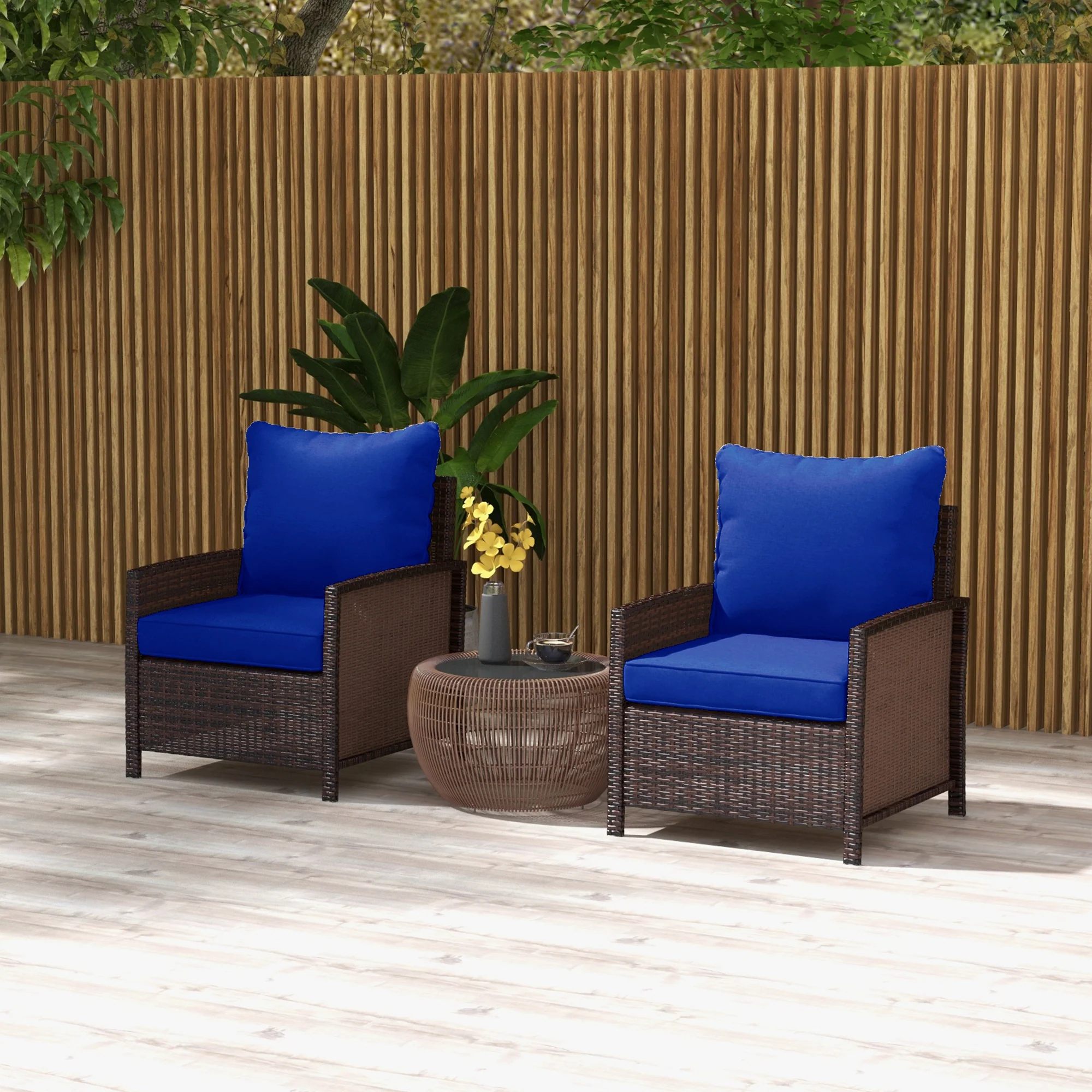4-Piece Seat Cushion Pillows Replacement, Patio Chair Cushions Set with Back, Navy Blue - Image 3