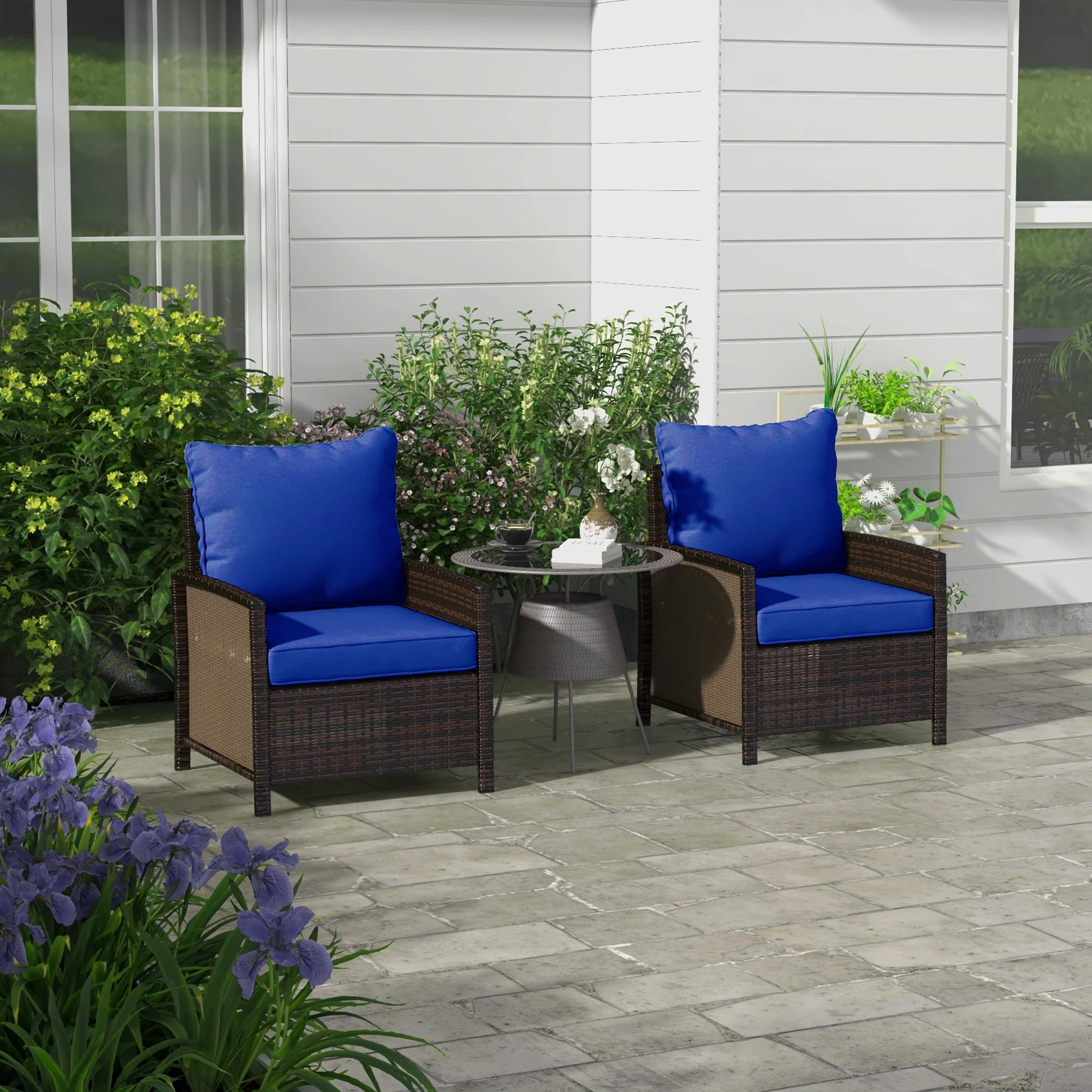 4-Piece Seat Cushion Pillows Replacement, Patio Chair Cushions Set with Back, Navy Blue - Image 4