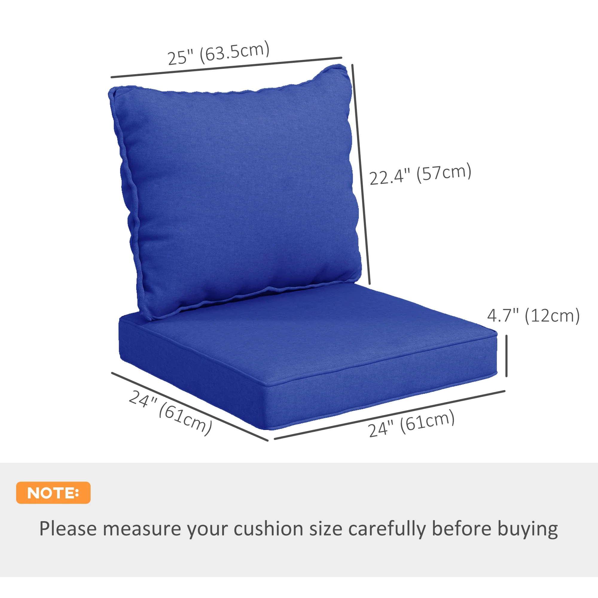 4-Piece Seat Cushion Pillows Replacement, Patio Chair Cushions Set with Back, Navy Blue - Image 5