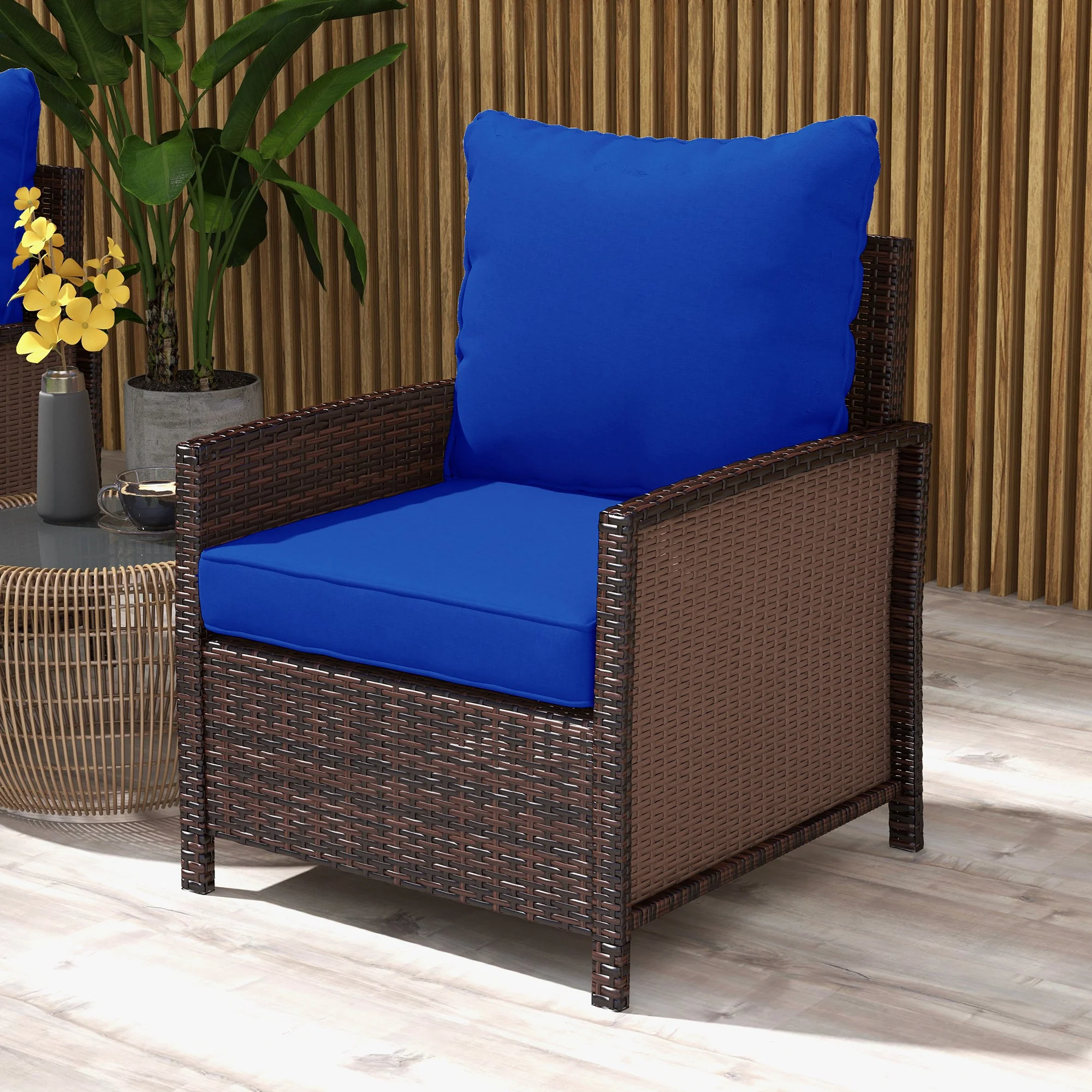 4-Piece Seat Cushion Pillows Replacement, Patio Chair Cushions Set with Back, Navy Blue - Image 9