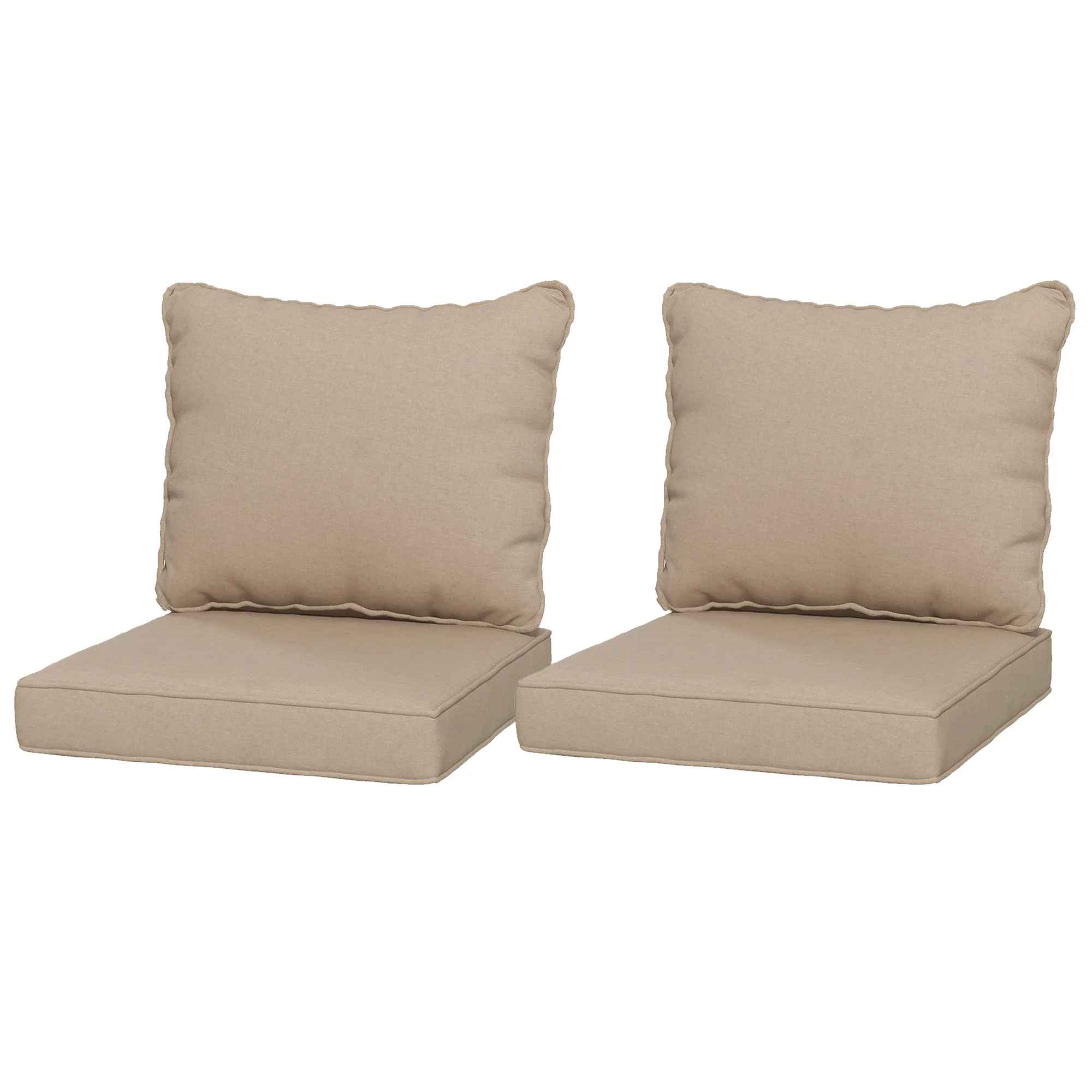 4-Piece Seat Cushion Pillows Replacement, Patio Chair Cushions Set with Back, Beige - Image 2