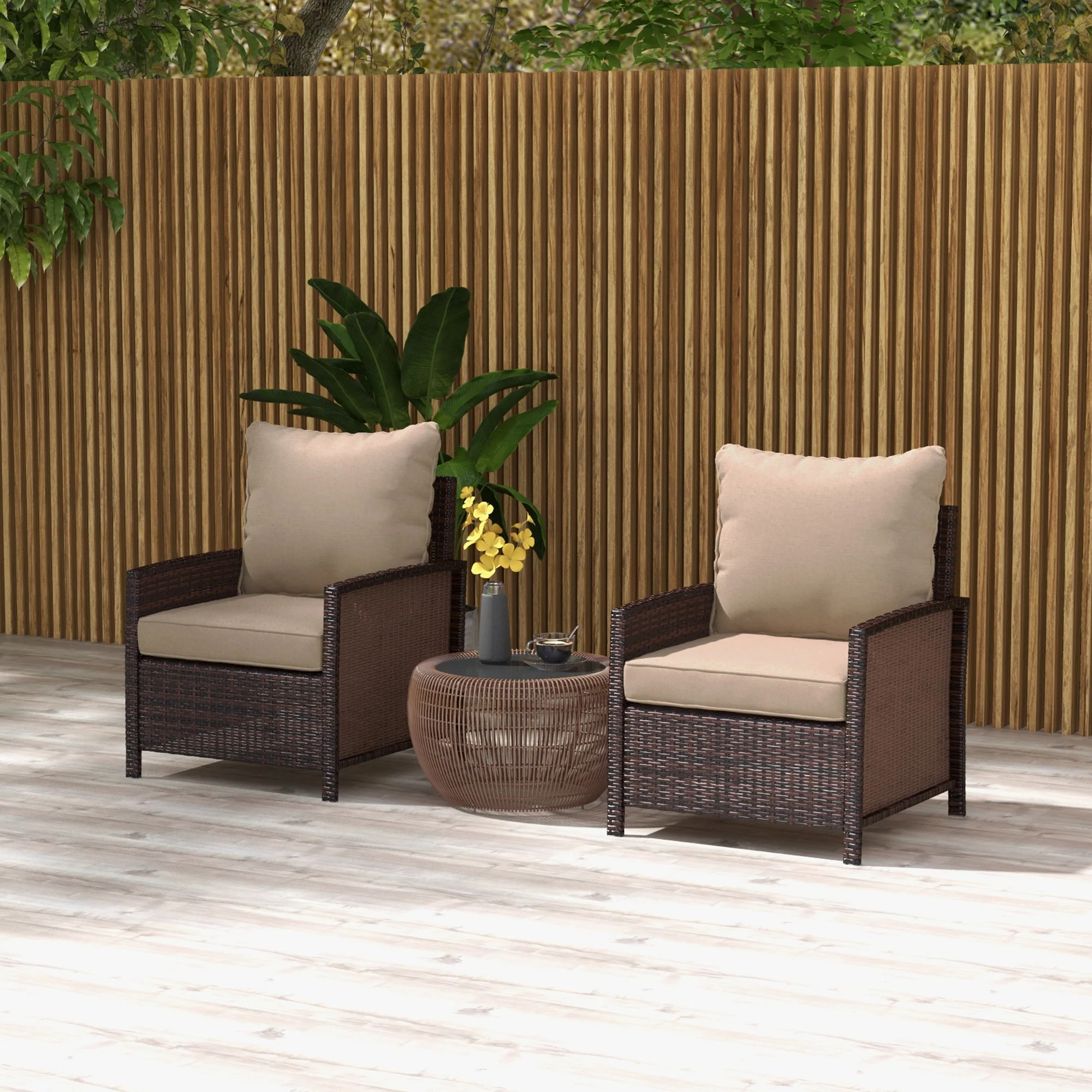 4-Piece Seat Cushion Pillows Replacement, Patio Chair Cushions Set with Back, Beige - Image 4