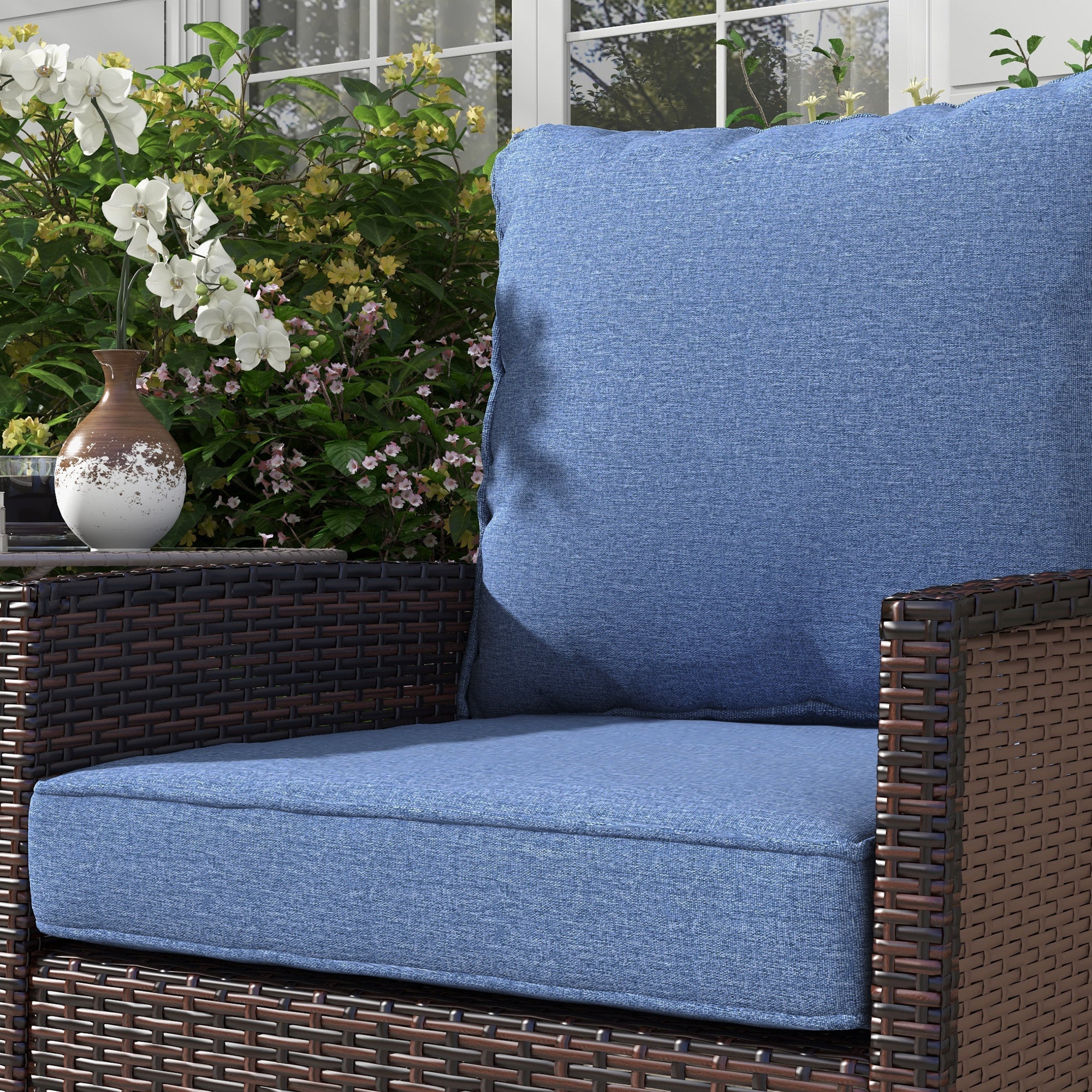 4-Piece Seat Cushion Pillows Replacement, Patio Chair Cushions Set with Back, Blue - Image 8