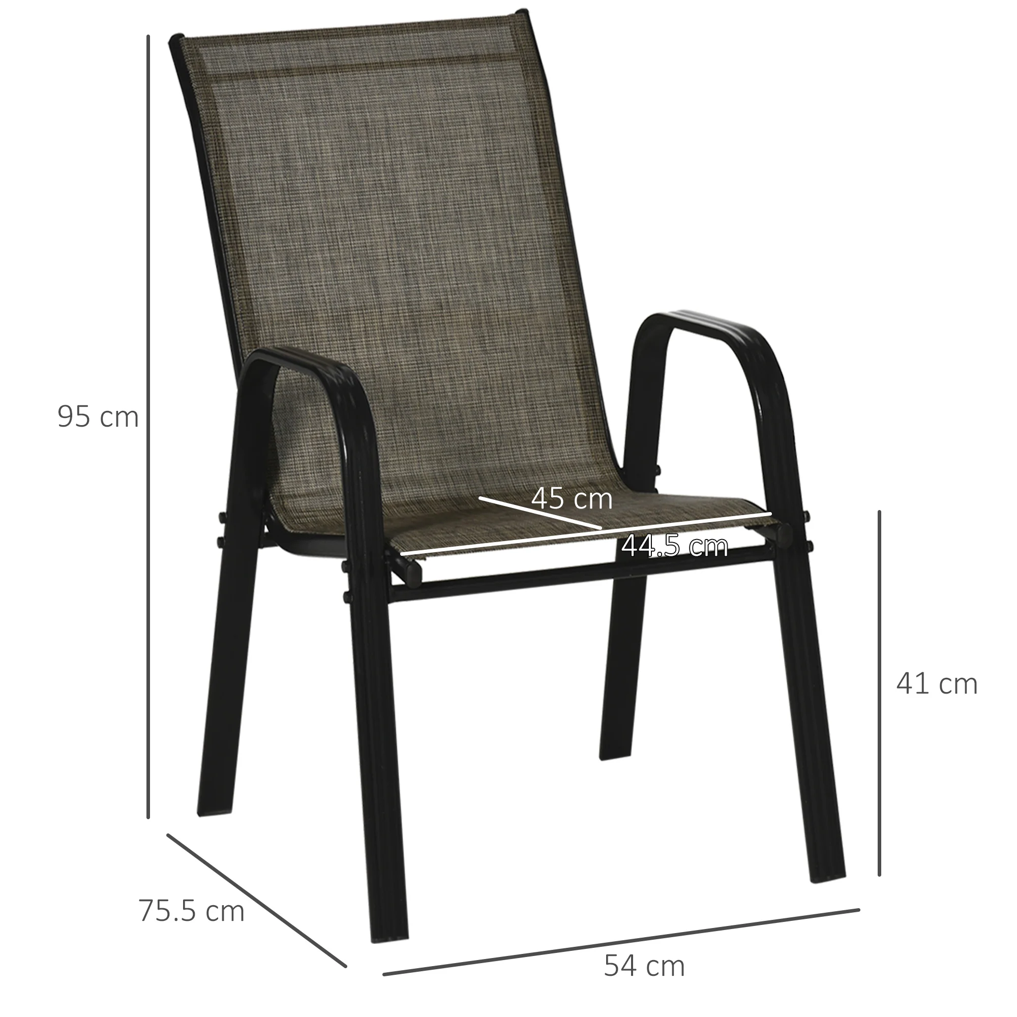 4 Pieces Garden Chairs with High Backrest and Armrest, Mixed Brown - Image 5