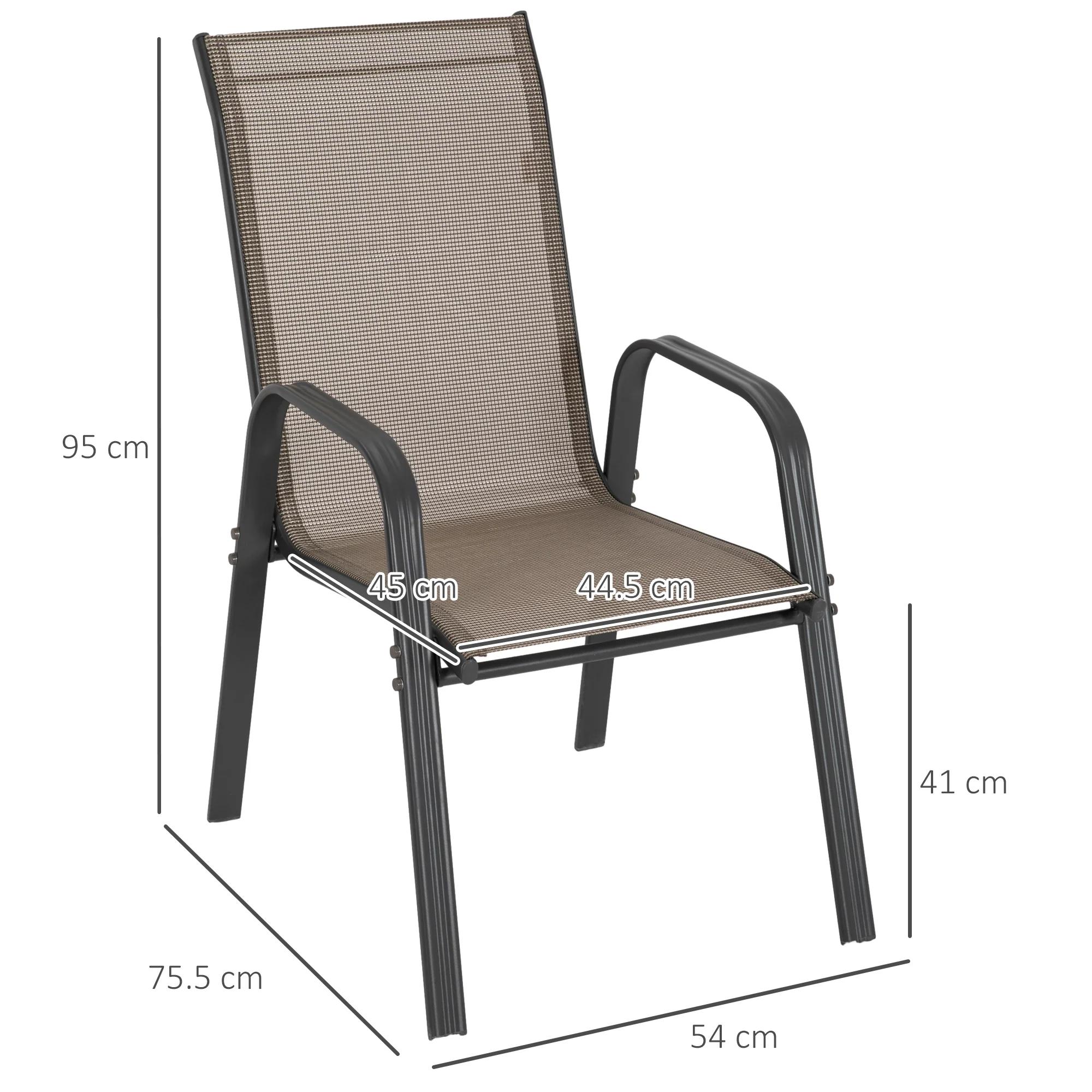 4 Pieces Garden Chairs with High Backrest and Armrest, Dark Grey - Image 5