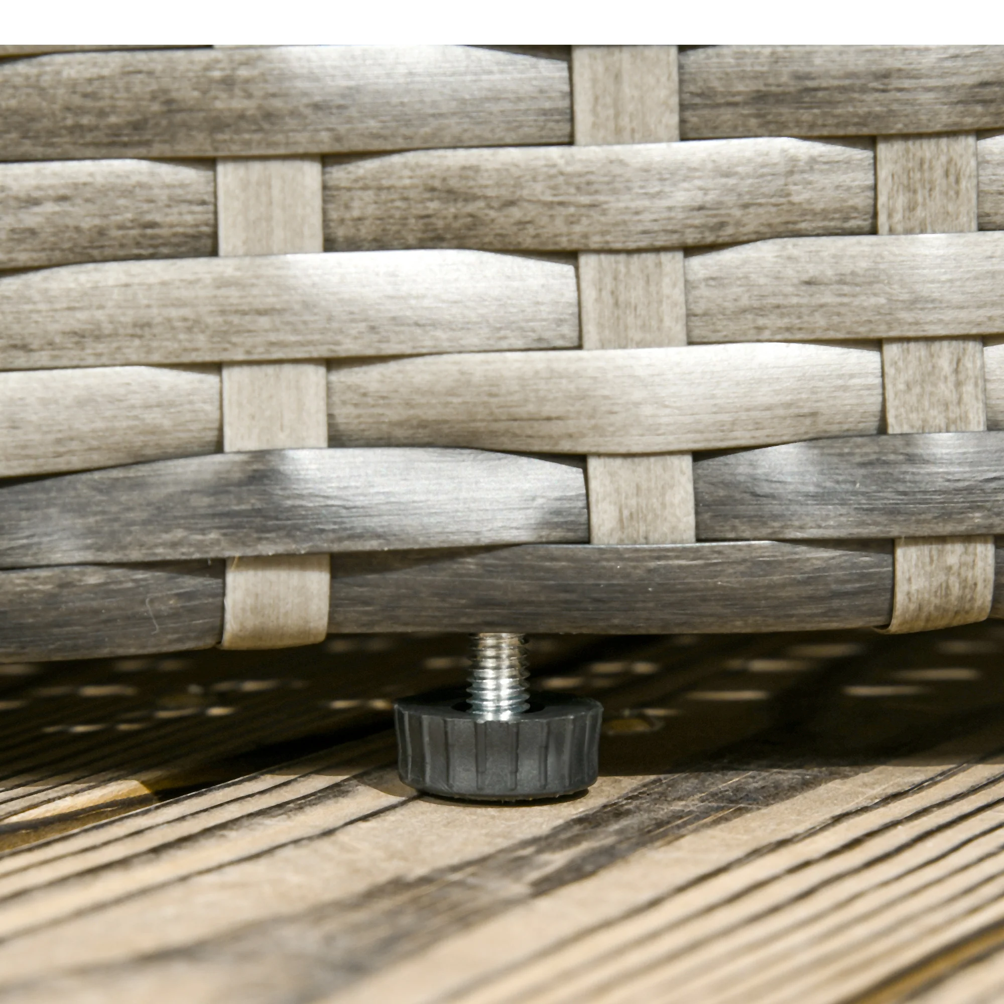 4Pcs Round Outdoor Daybed with Retractable Canopy, PE Rattan Wicker Chair, Dark Blue - Image 11