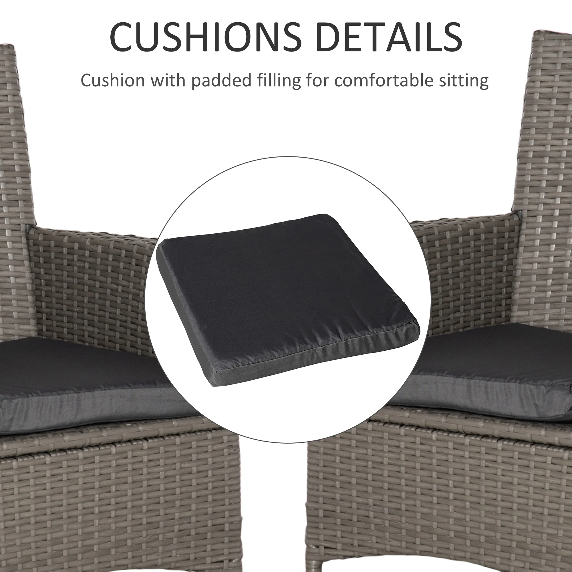 4 Pieces Outdoor Rattan Armchairs Set with Cushion, High Backrest, Grey - Image 8