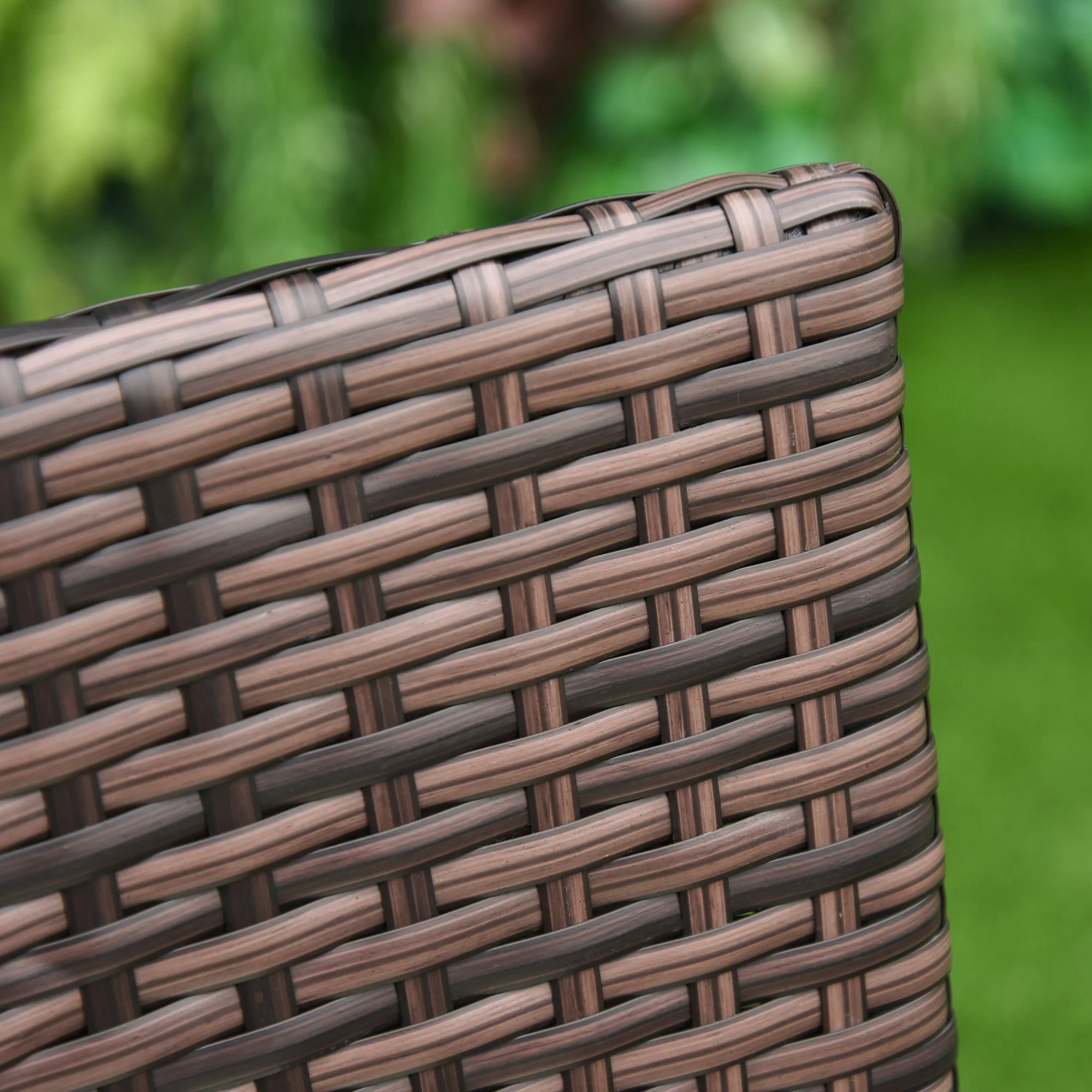 4 Pieces Outdoor Rattan Armchairs Set with Cushion, High Backrest, Deep Coffee - Image 10