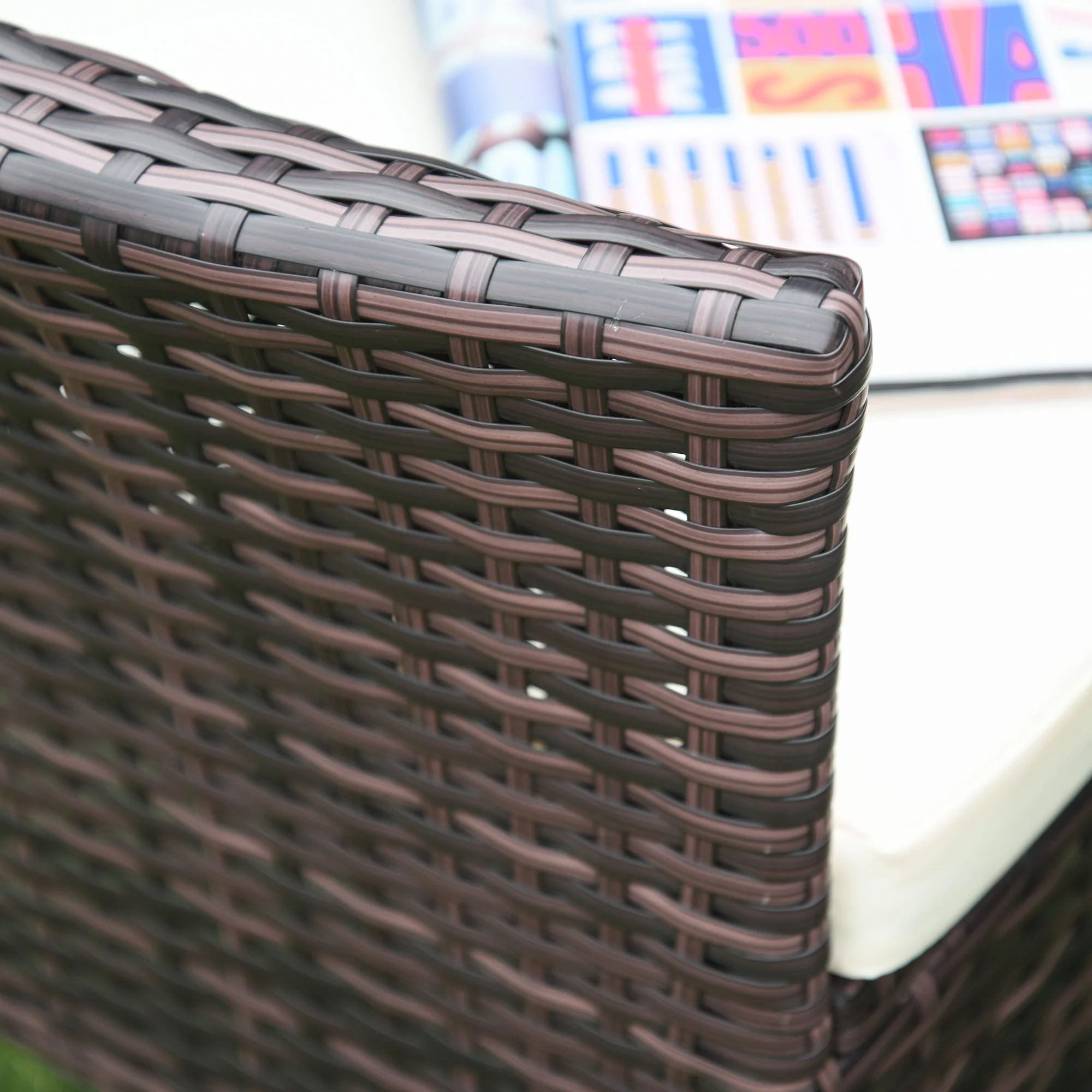 4 Pieces Outdoor Rattan Armchairs Set with Cushion, High Backrest, Deep Coffee - Image 12