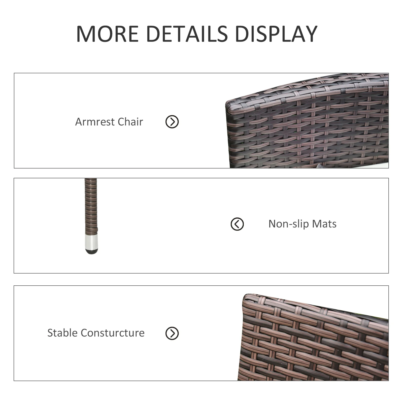 4 Pieces Outdoor Rattan Armchairs Set with Cushion, High Backrest, Mixed Brown - Image 7
