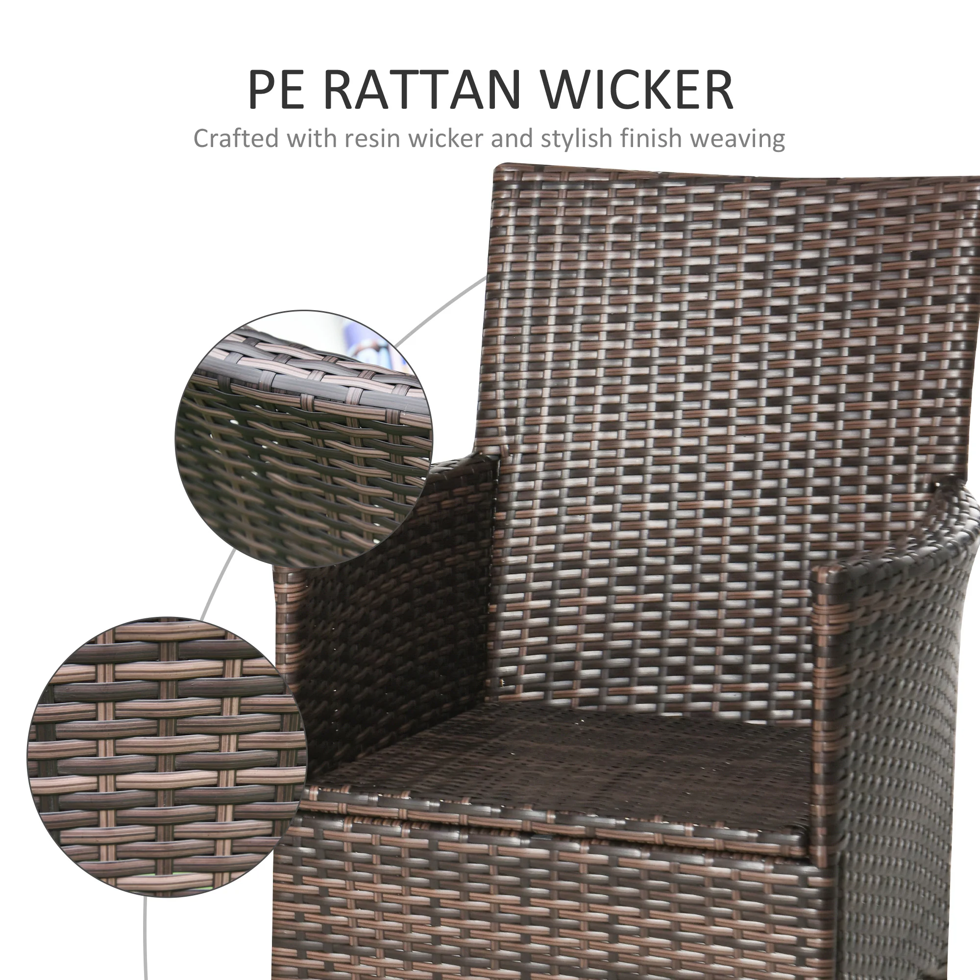 4 Pieces Outdoor Rattan Armchairs Set with Cushion, High Backrest, Deep Coffee - Image 9