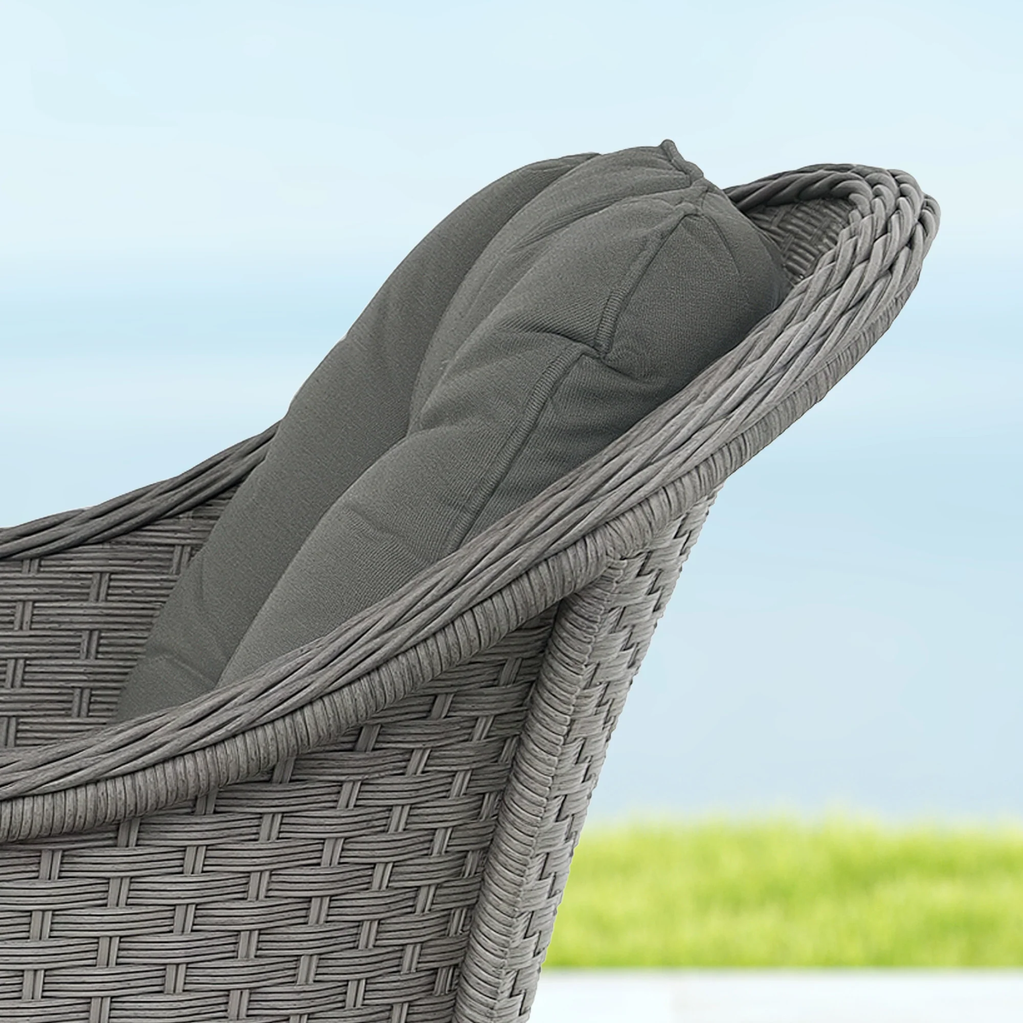 4 Pieces Patio Wicker Sofa Set w/ Tempered Glass Top Table, Loveseat & Armchairs, Light Grey - Image 11