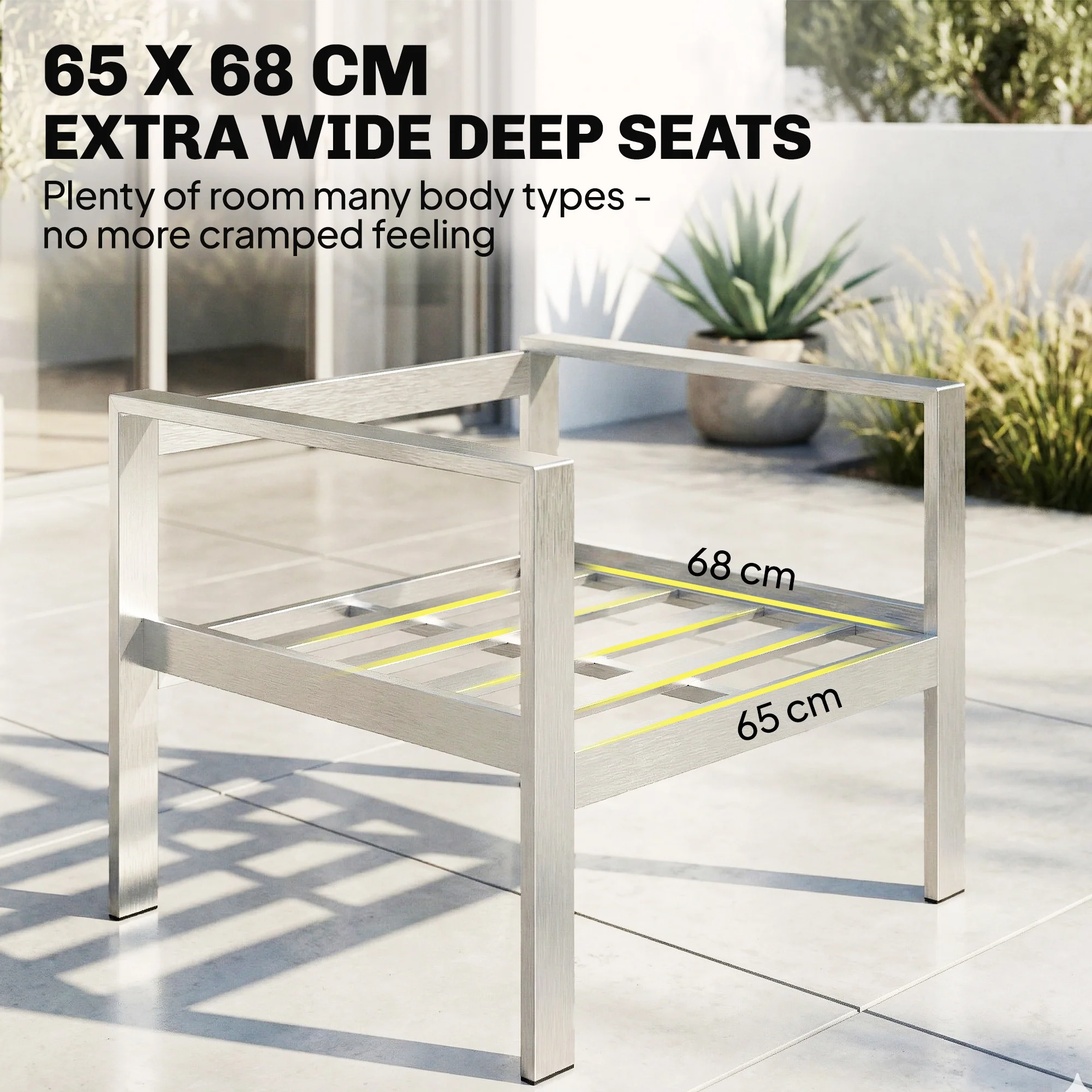 4-Seater Aluminium Sofa Set with Faux Wood Table and Olefin Cushions, Dark Grey - Image 6