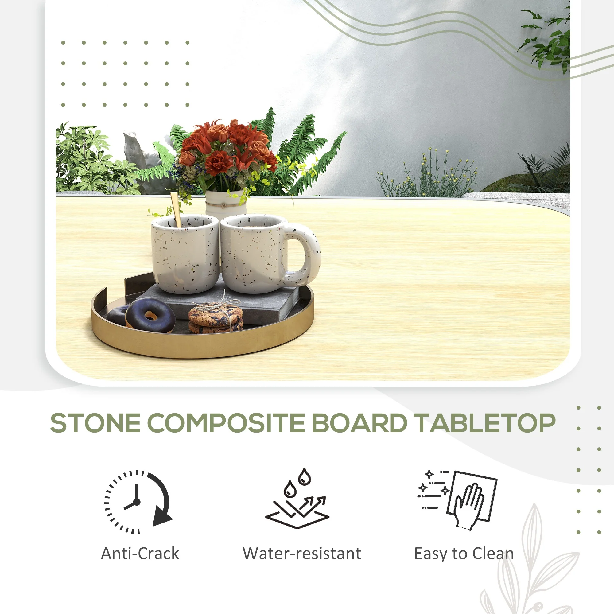 4 Seater Rattan Cube Garden Furniture Set with Cushions & Stone Composite Board Tabletop, Grey - Image 8