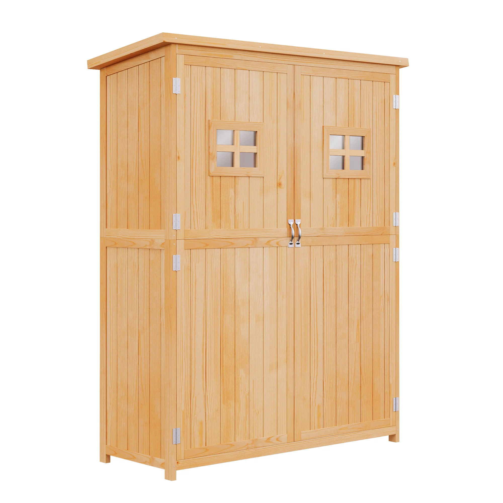 4' x 1.5' Wooden Garden Shed with Two Windows & Double Door, Natural - Image 11