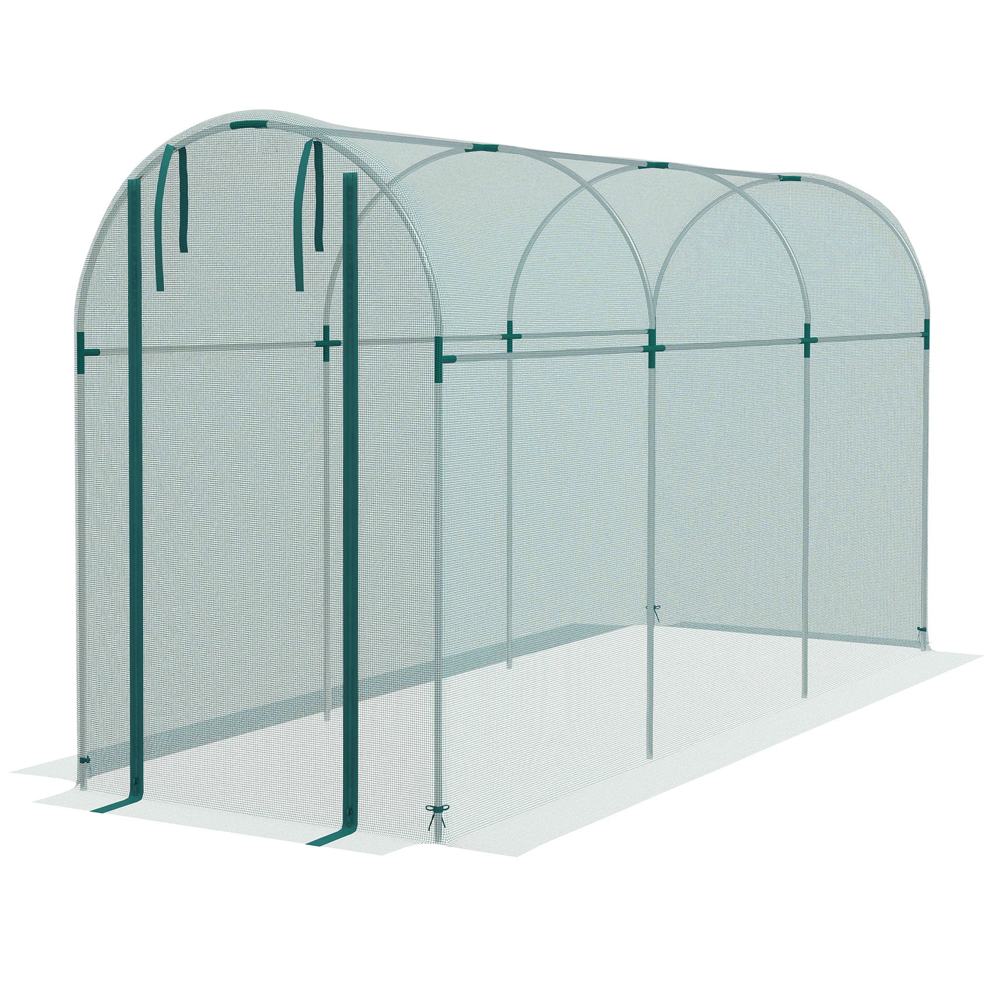 4' x 12' Plant Protection Cage with Zippered Door & Galvanized Frame, Green - Image 2