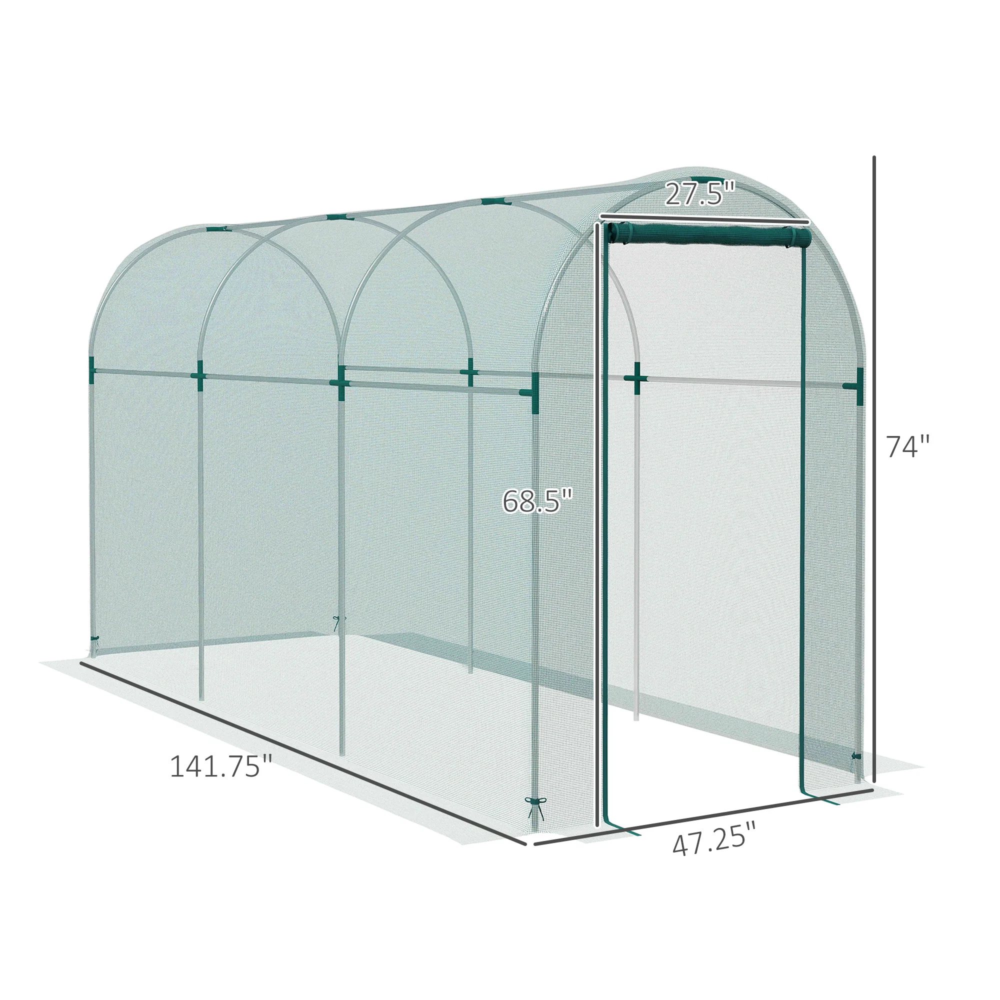 4' x 12' Crop Cage with Zippered Door, Green - Image 5