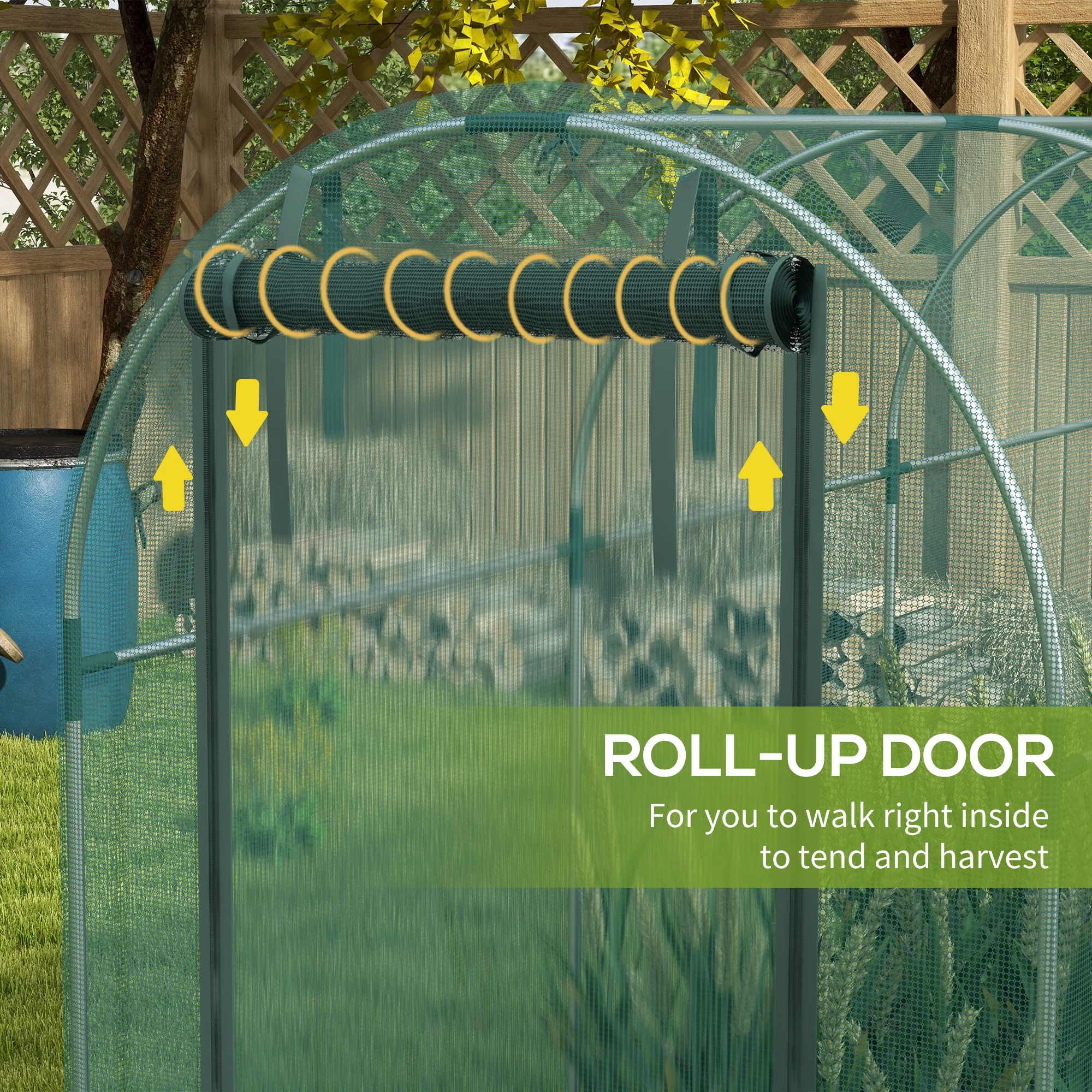 4' x 12' Crop Cage with Zippered Door, Green - Image 8