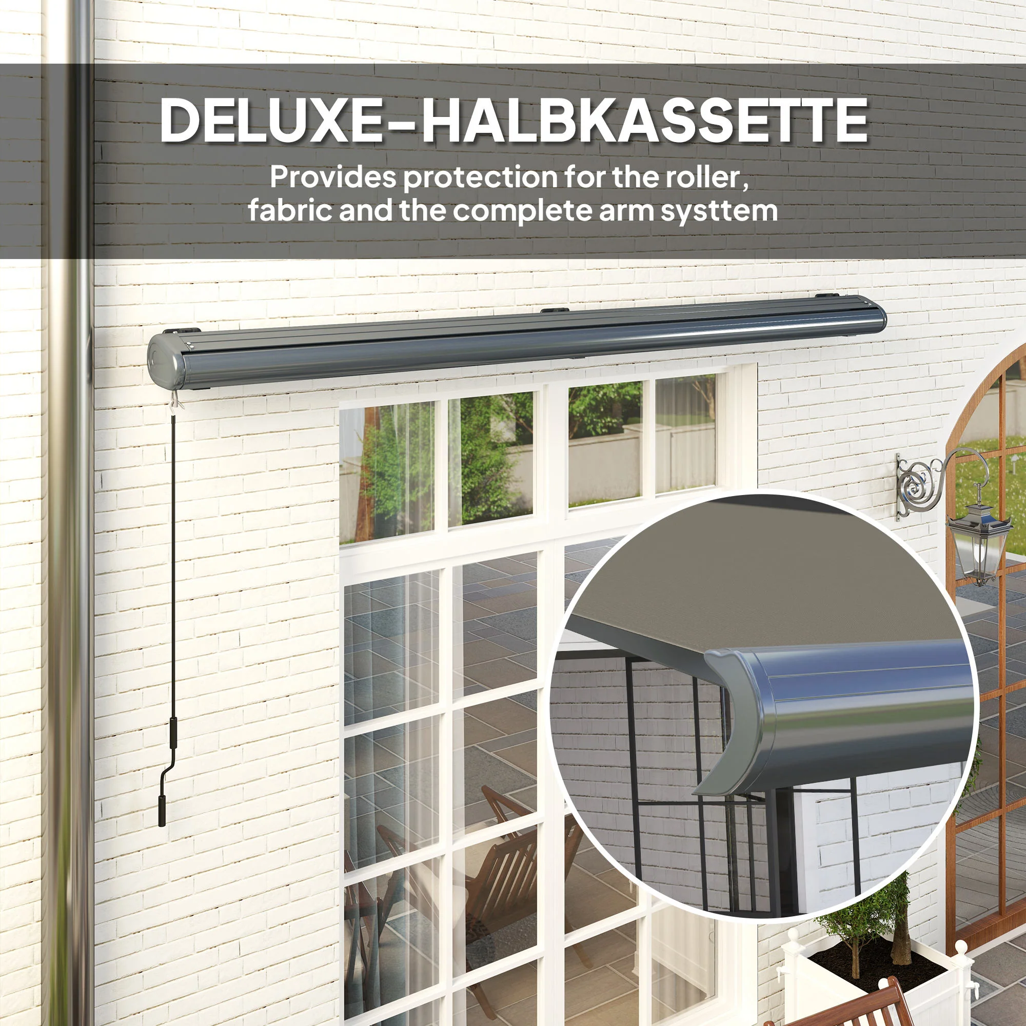 4 x 3m Full Cassette Electric Awning with Remote Controller, UPF50+, Dark Grey - Image 7