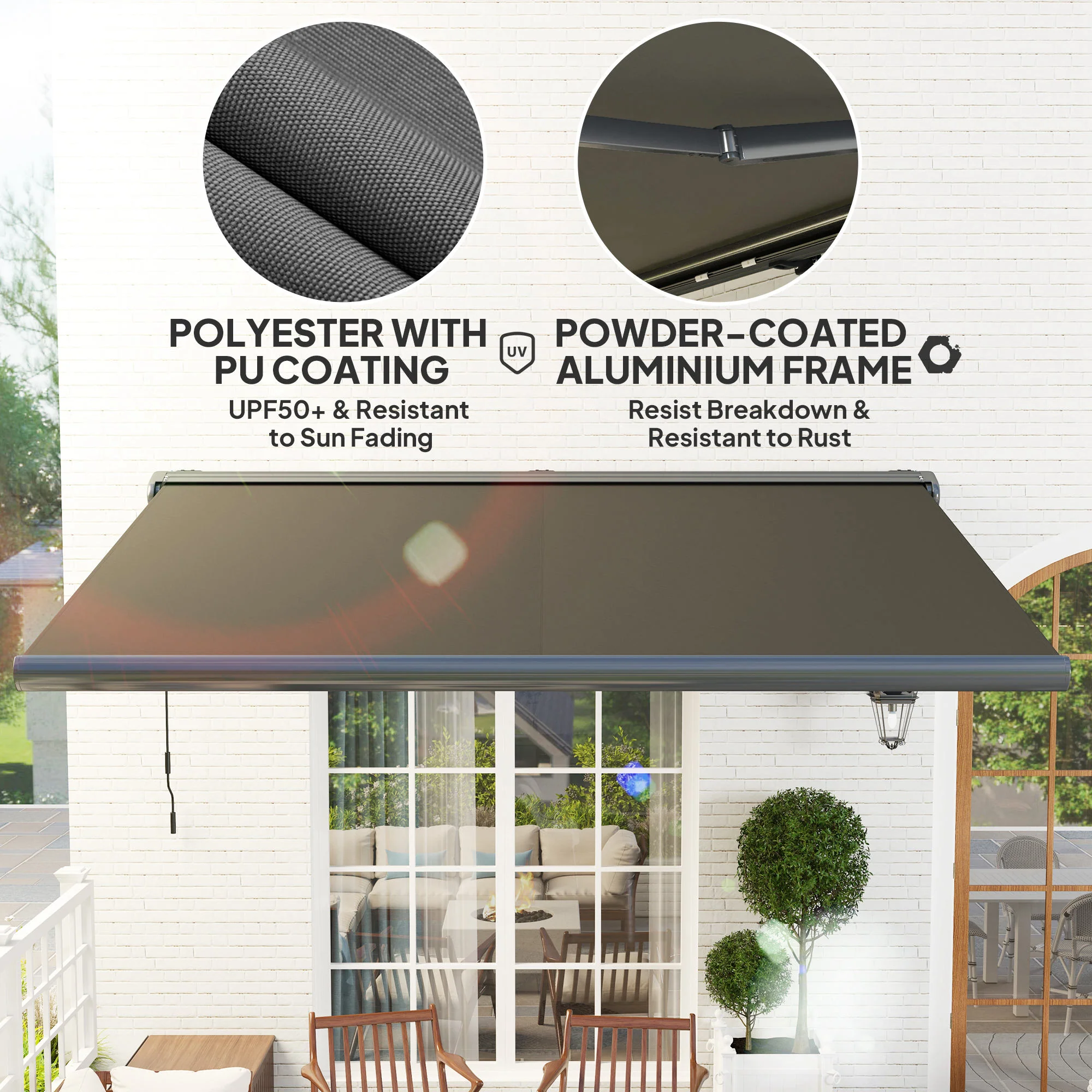 4 x 3m Full Cassette Electric Awning with Remote Controller, UPF50+, Dark Grey - Image 8