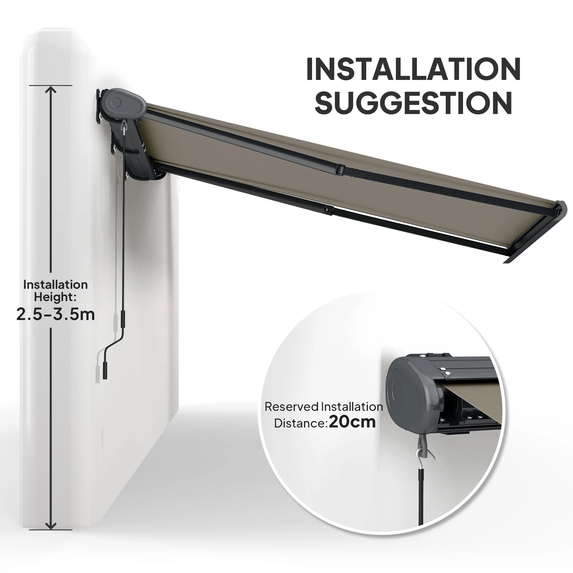 4 x 3m Full Cassette Electric Awning with Remote Controller, UPF50+, Light Grey - Image 10