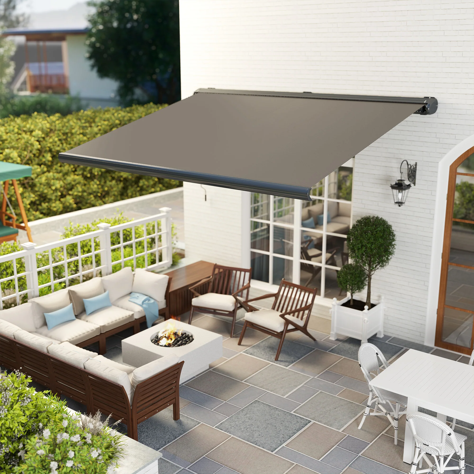 4 x 3m Full Cassette Electric Awning with Remote Controller, UPF50+, Light Grey - Image 11