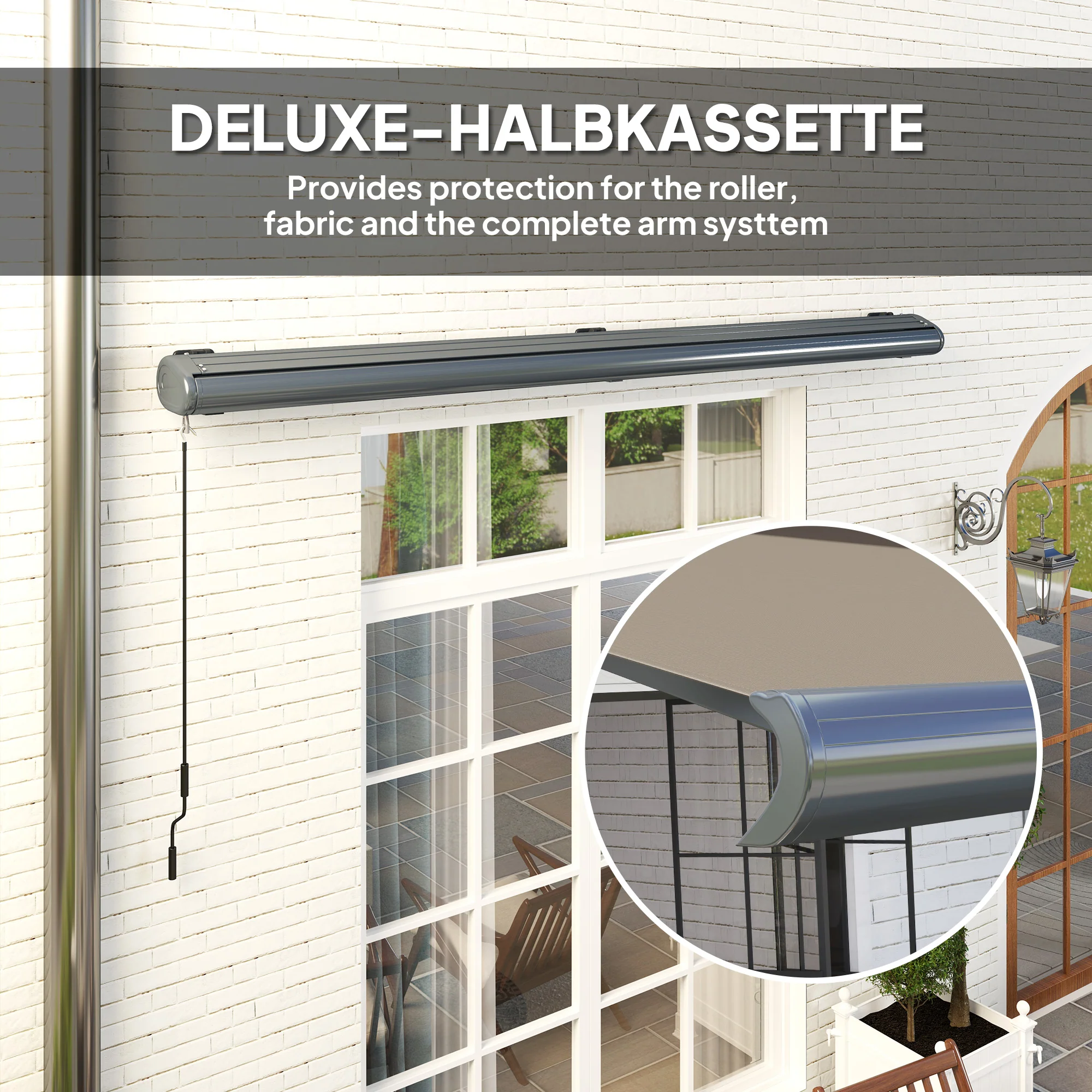 4 x 3m Full Cassette Electric Awning with Remote Controller, UPF50+, Light Grey - Image 7