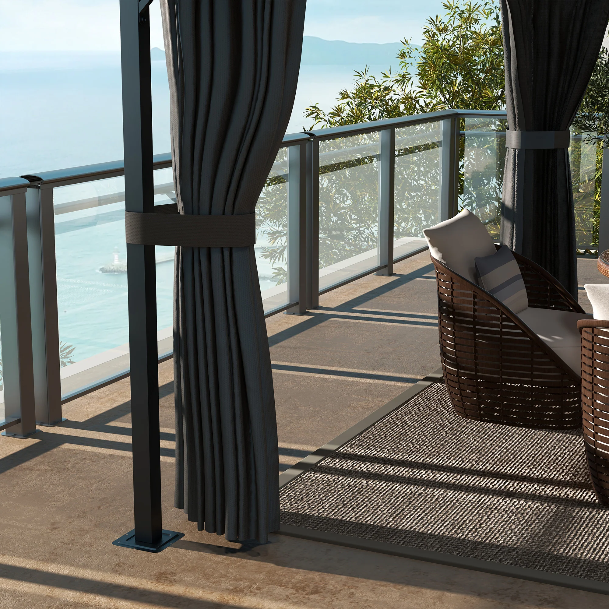 4 x 3m Polycarbonate Gazebo with Aluminium Frame & Double Roof, for Yard, Patio, Brown - Image 10