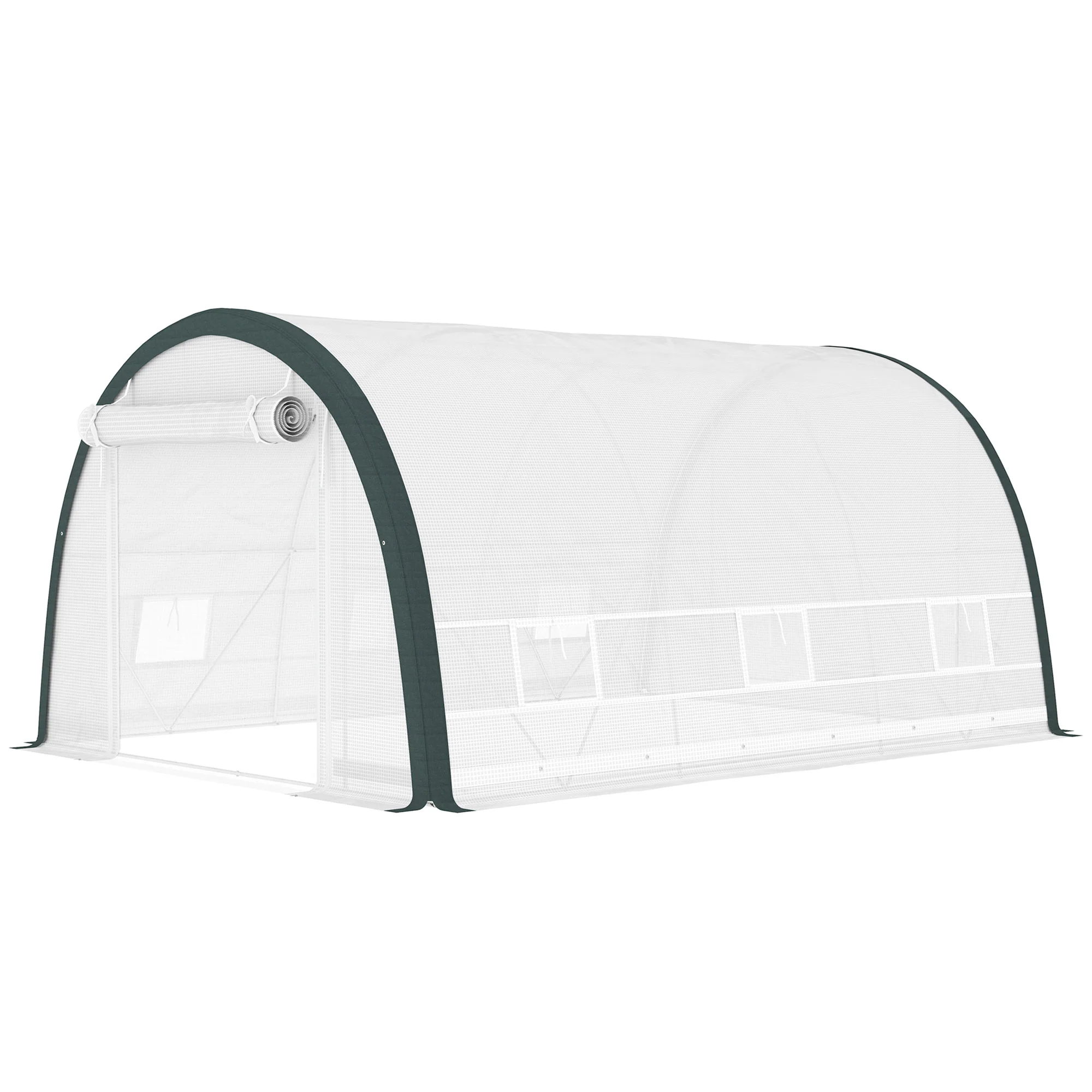 4 x 3m Walk-in Polytunnel Greenhouse with Upgraded Structure & 6 Mesh Windows, White - Image 2