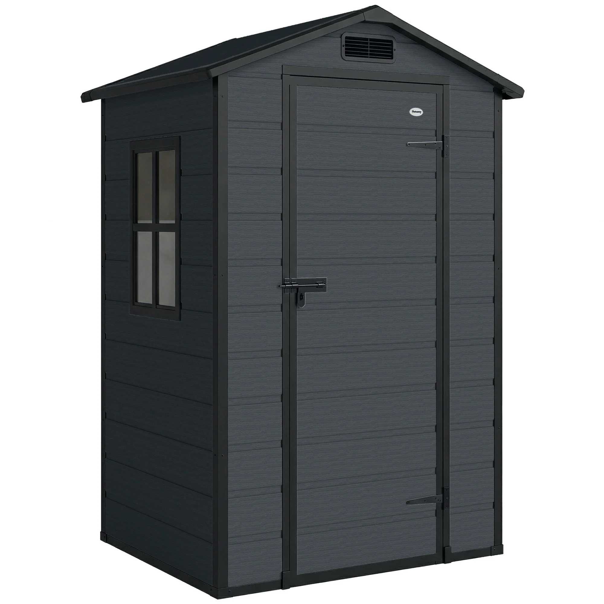 4' x 3' Plastic Garden Shed with Floor, Window and Vent, Dark Grey - Image 12