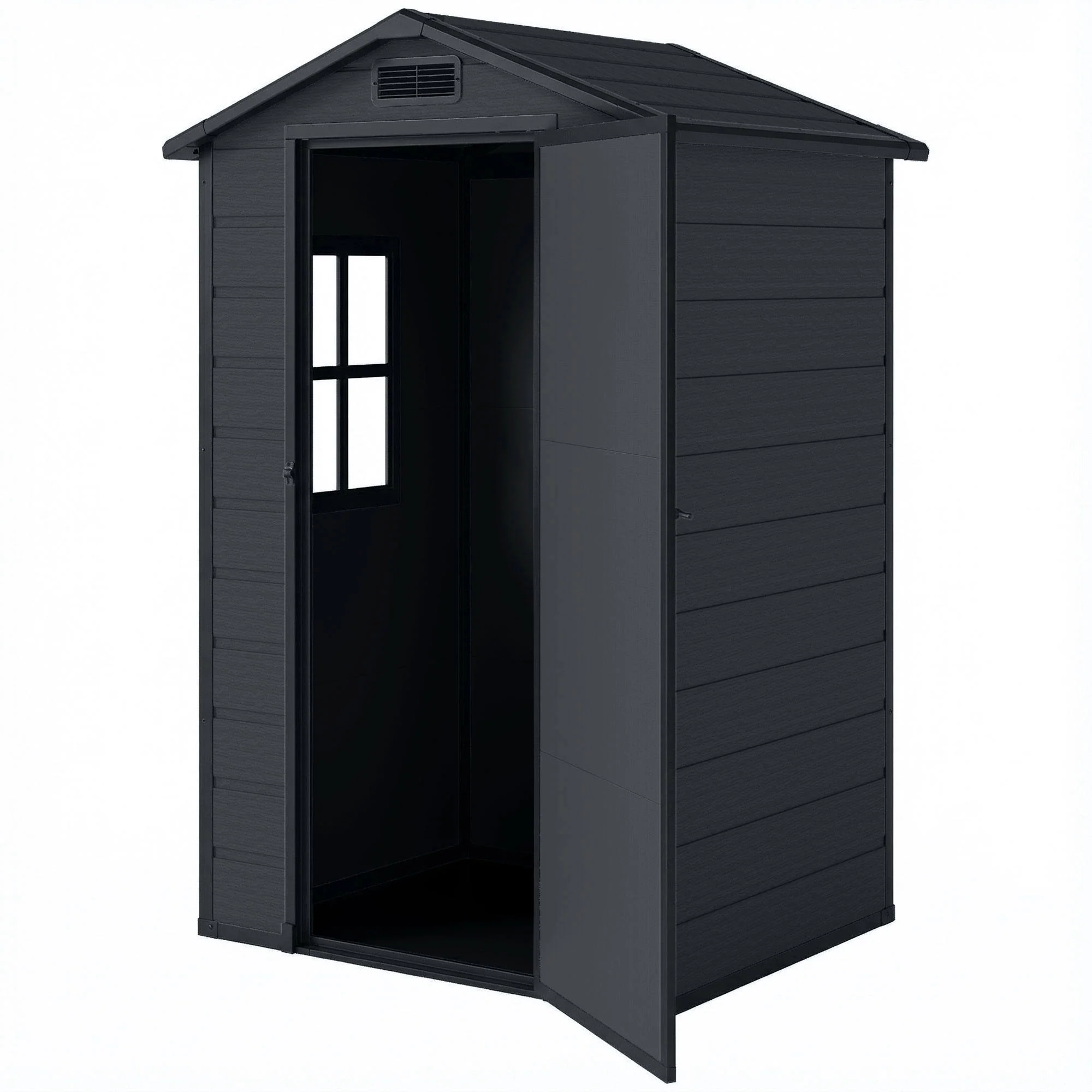 4' x 3' Plastic Garden Shed with Floor, Window and Vent, Dark Grey - Image 2