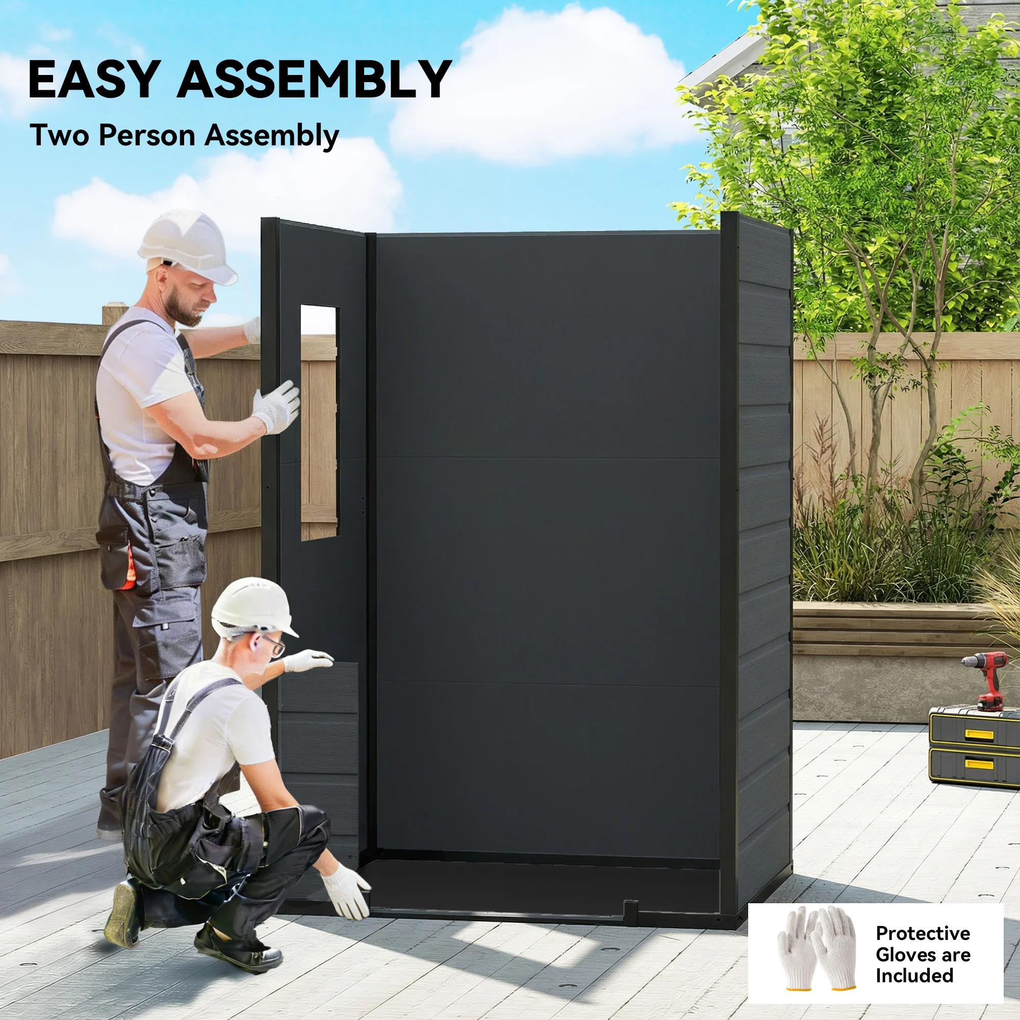 4' x 3' Plastic Garden Shed with Floor, Window and Vent, Dark Grey - Image 9