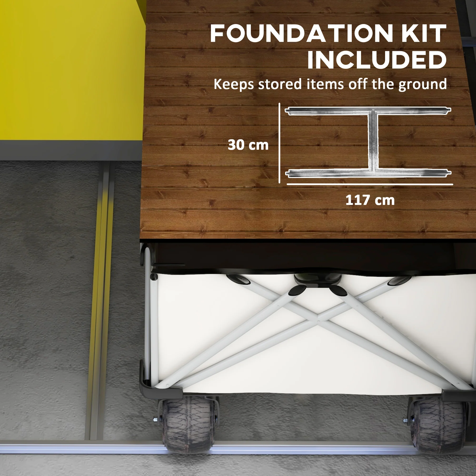 4 x 3ft Plastic Garden Storage Shed w/ Foundation Kit, Ventilation Slots & Lockable Door, Grey - Image 8
