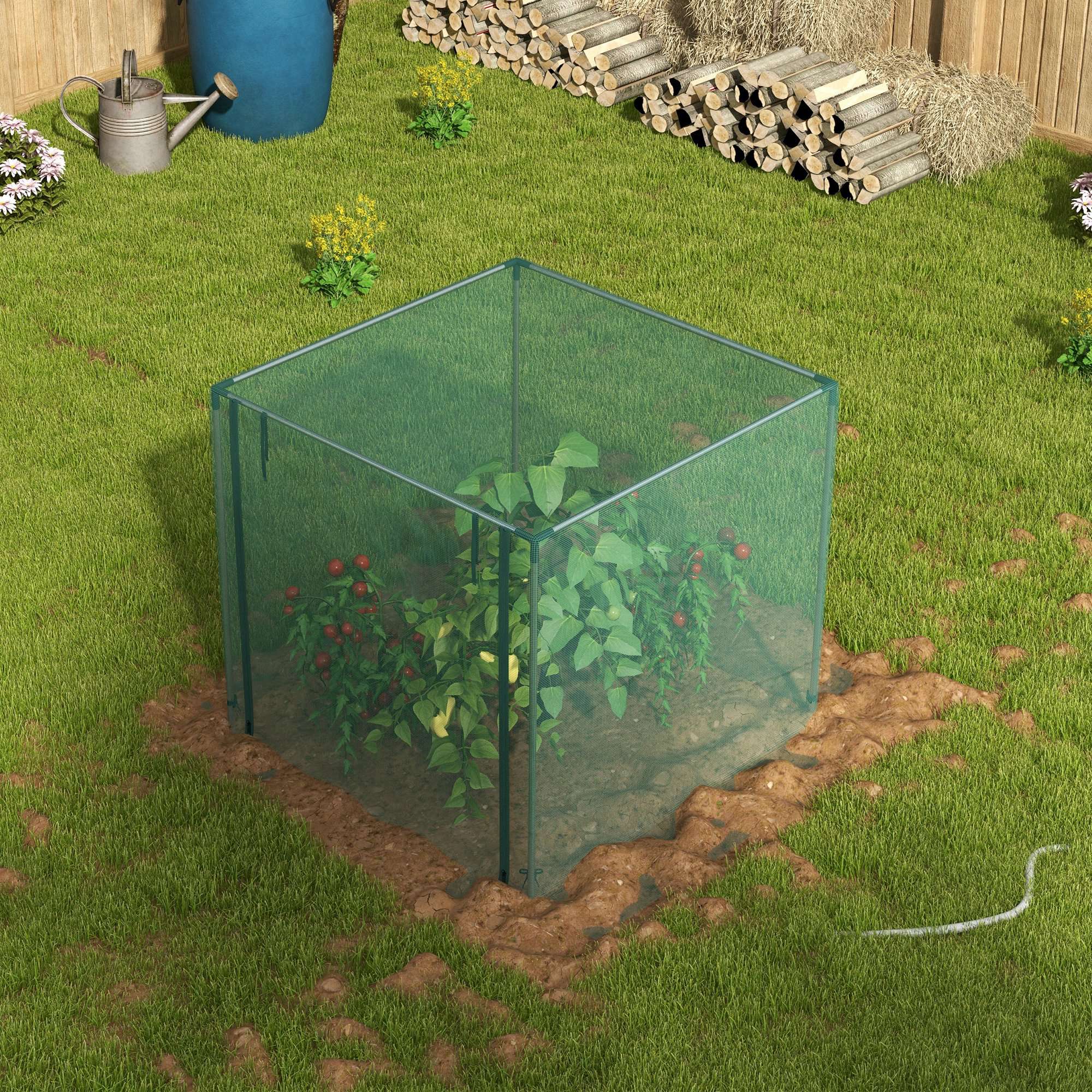 4' x 4' Plant Protection Cage with Zippered Door & Galvanized Frame, Green - Image 10