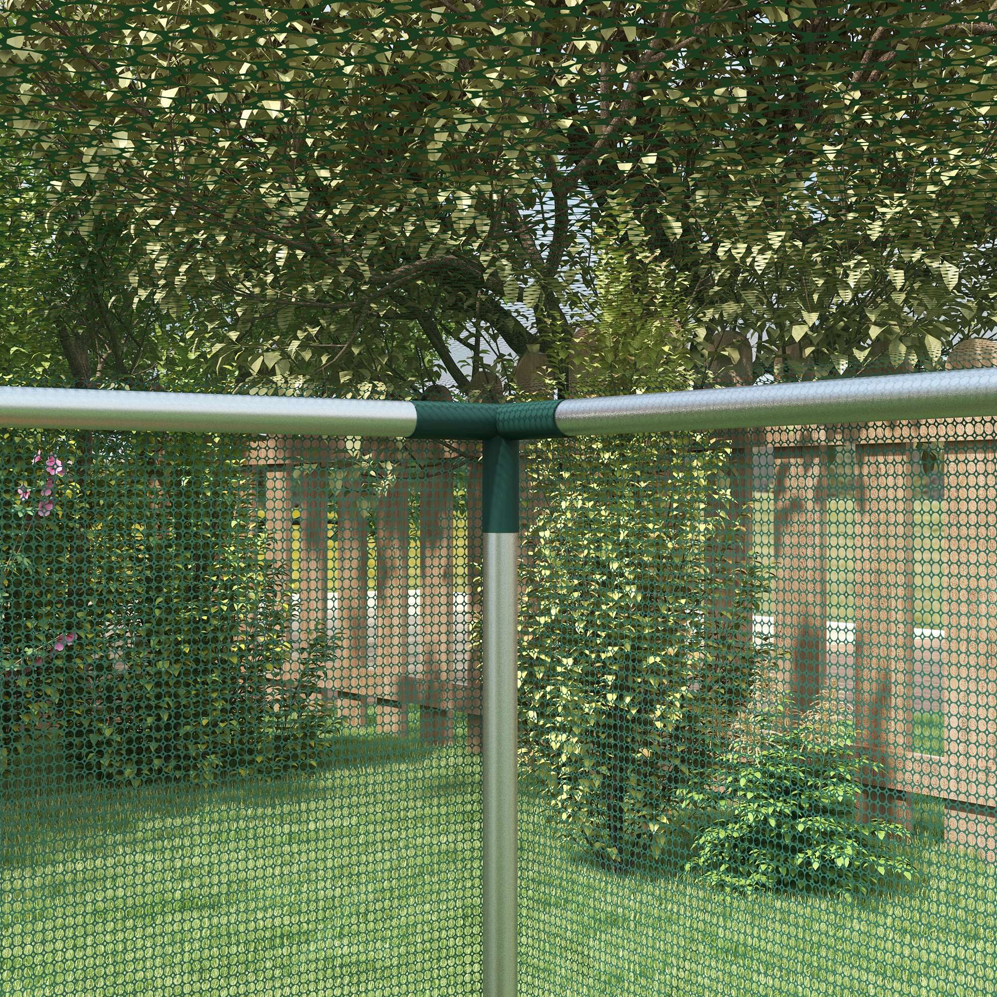 4' x 4' Plant Protection Cage with Zippered Door & Galvanized Frame, Green - Image 11