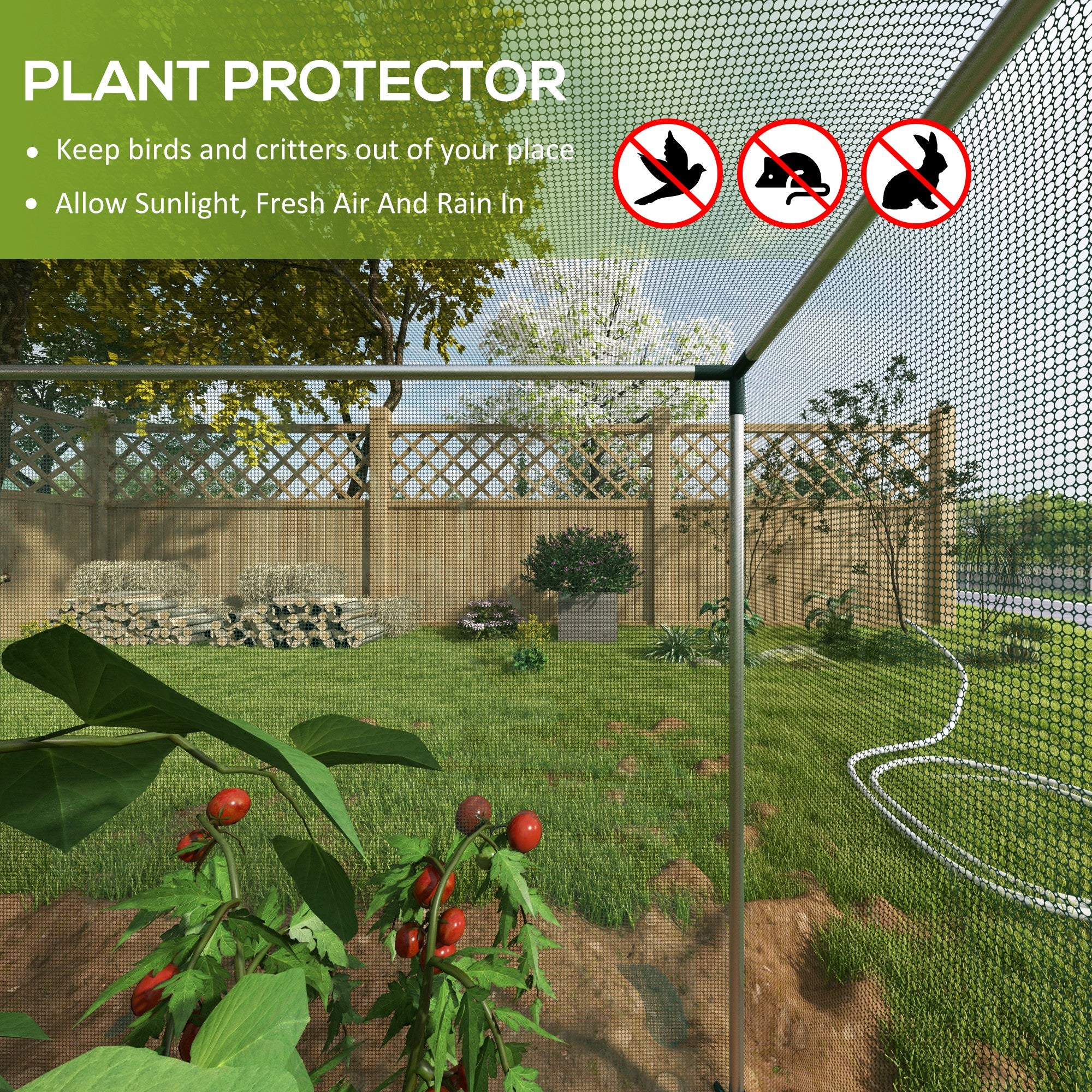 4' x 4' Plant Protection Cage with Zippered Door & Galvanized Frame, Green - Image 6